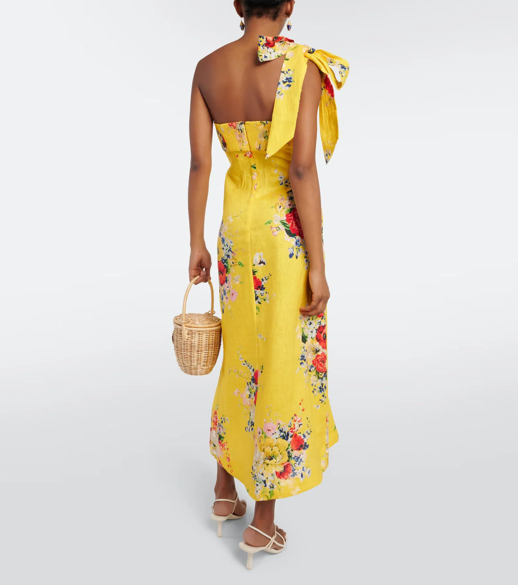 zimmermann alight asymmetric midi dress Zimmermann Crush Asymmetrical Midi Dress Yellow Floral