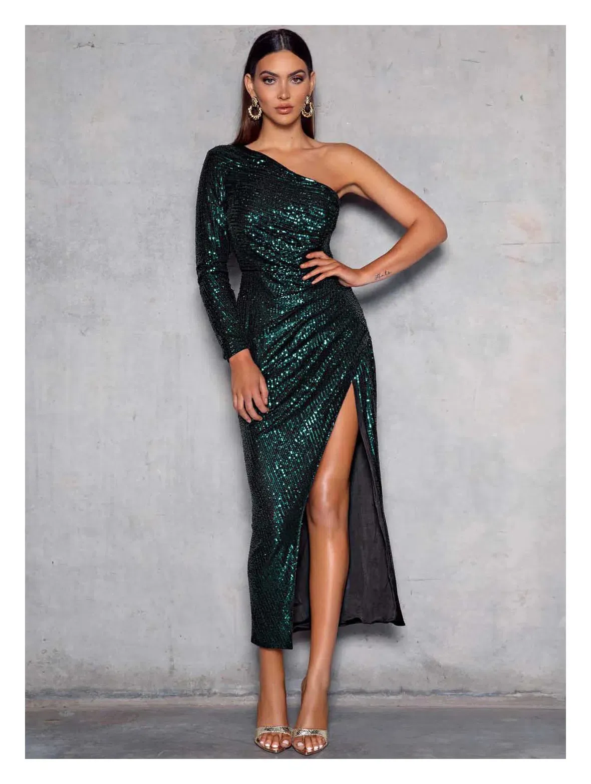 elle zeitoune emerald green dress Elle Zeitoune Gia emerald sequin dress