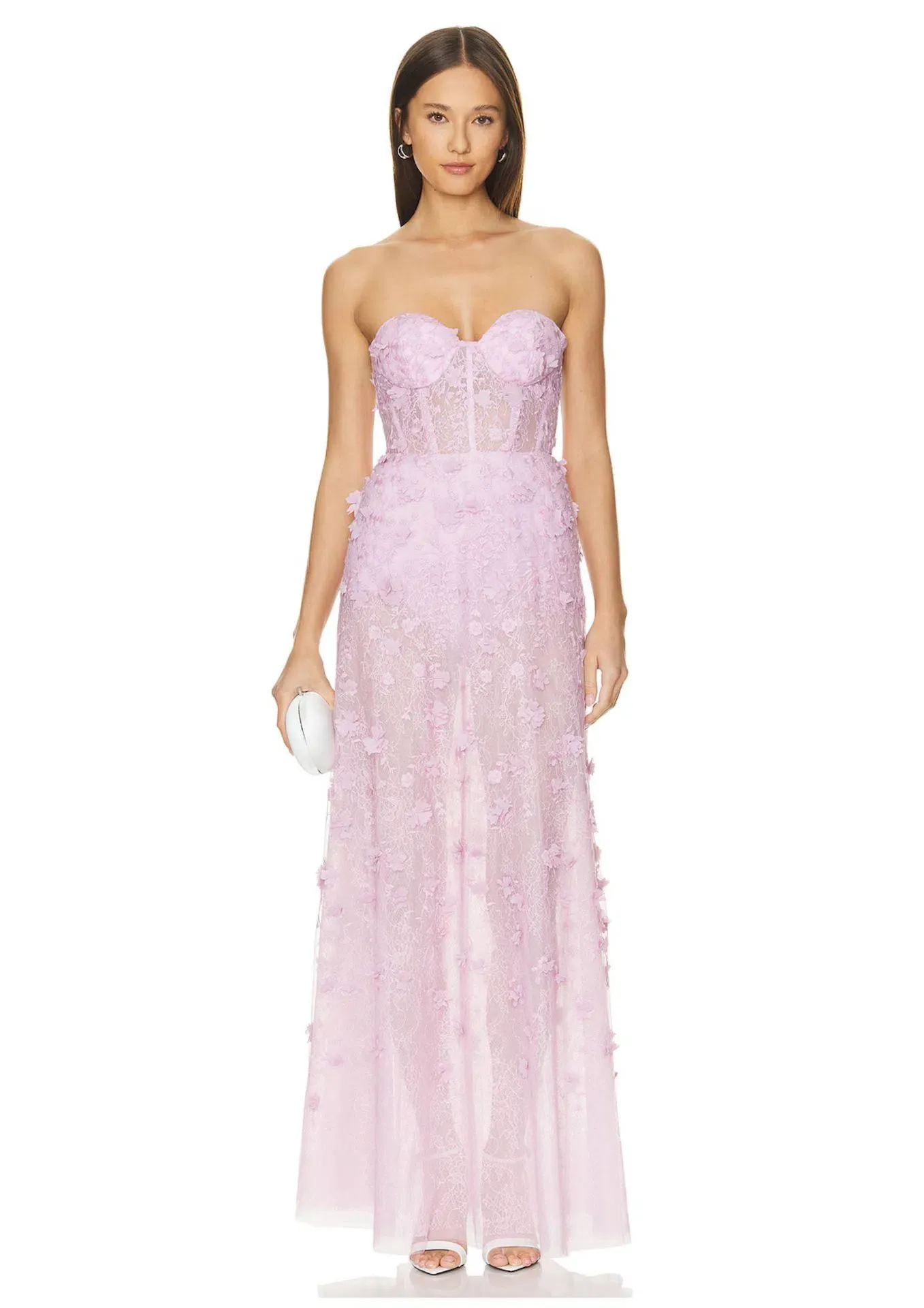 chinese dress ladies Strapless 3D Floral Dress  BCBGMAXAZRIA