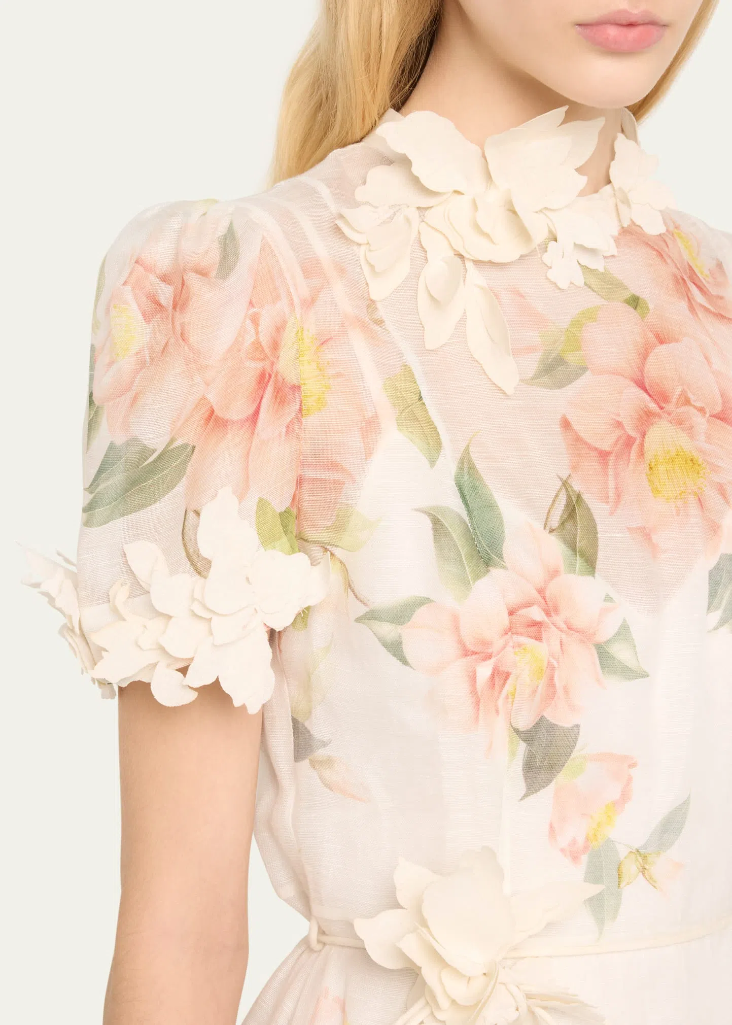 Zimmermann Natura Liftoff Flower Midi Dress Ivory Camellia Size 0 / AU 8 |  The Volte
