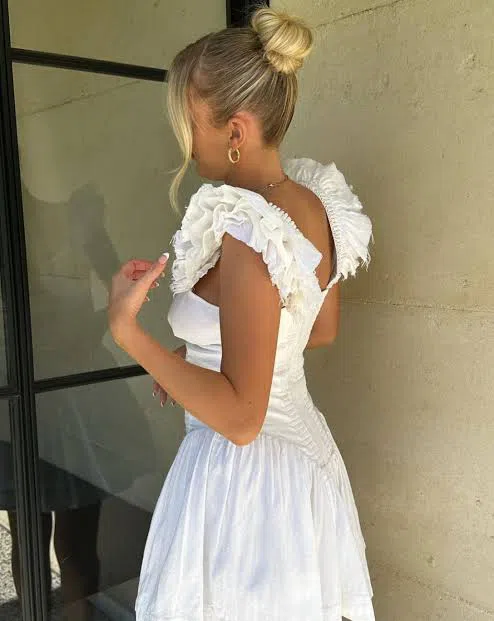Aje Simone Frill Dress White Size 6 | The Volte