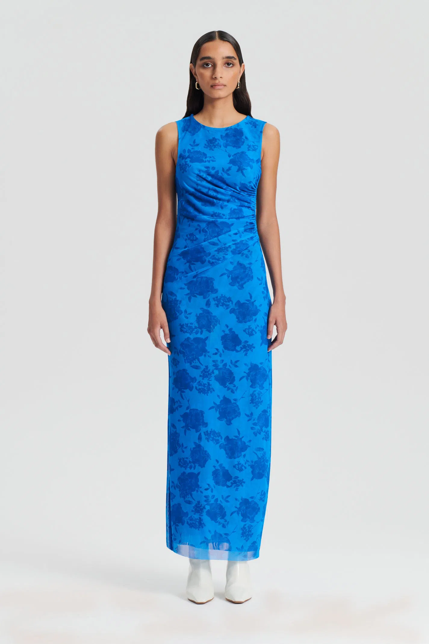 Scanlon Theodore Floral Lace Print Mesh Dress Blue Print Size 10 | The Volte