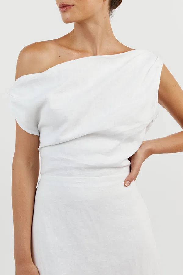 Dissh Cass Linen Asym Midi Dress White Size 8 | The Volte Dissh Cass Linen Asym Midi Dress White Size 8 | The Volte