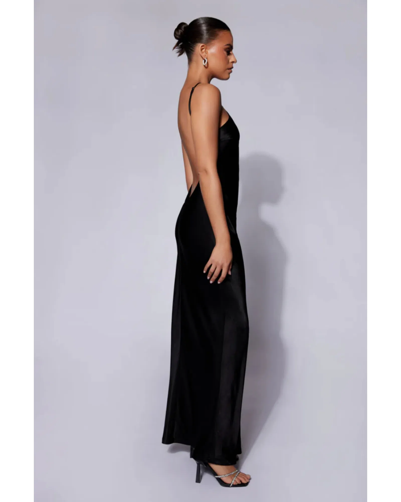 MESHKI Lucia Satin Cut Out Maxi Dress Black Size Small / AU 8 | The Volte