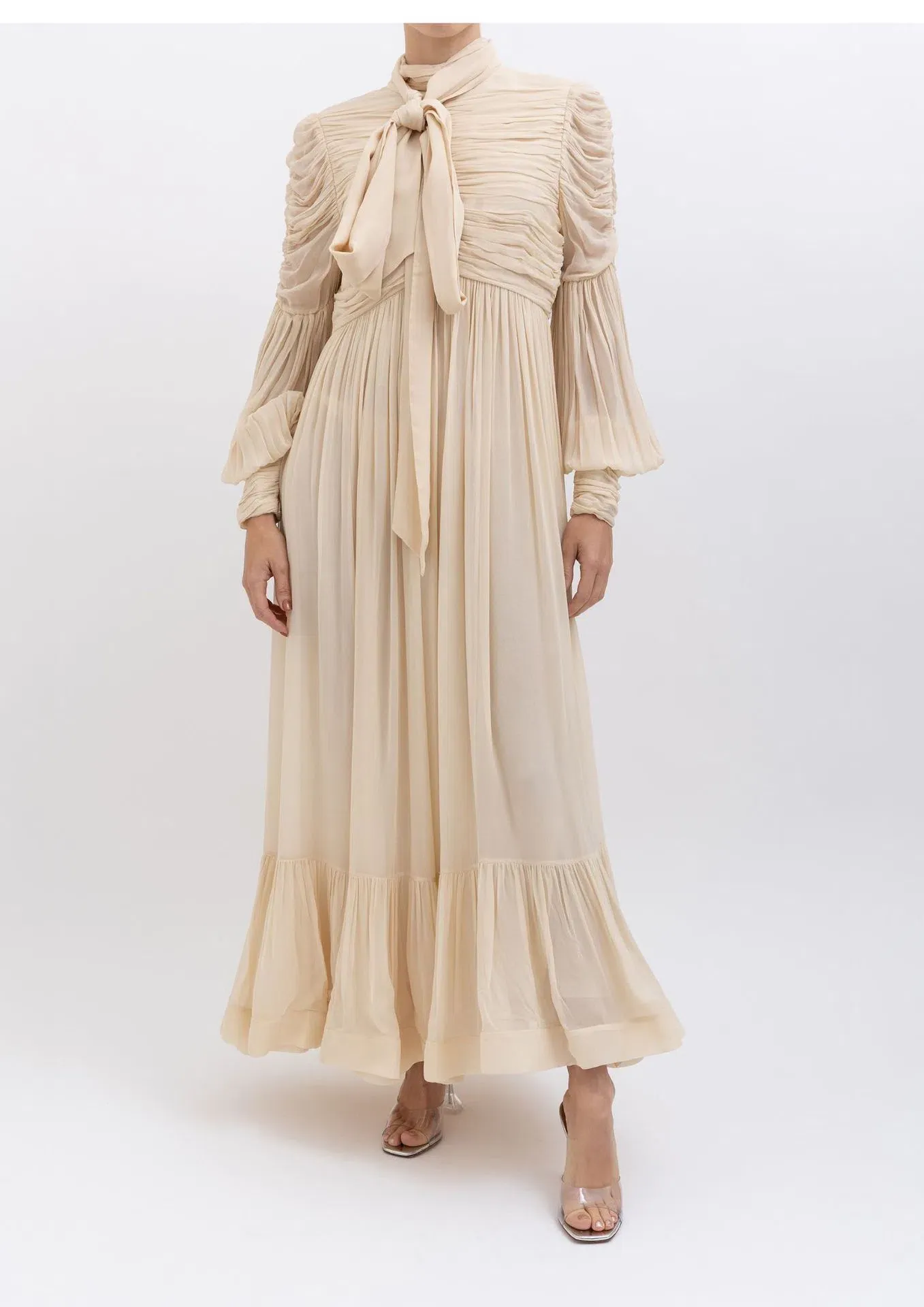 cream zimmermann dress Zimmermann Cream Lace Swiss Dot Silk Blend Midi Dress Size 0