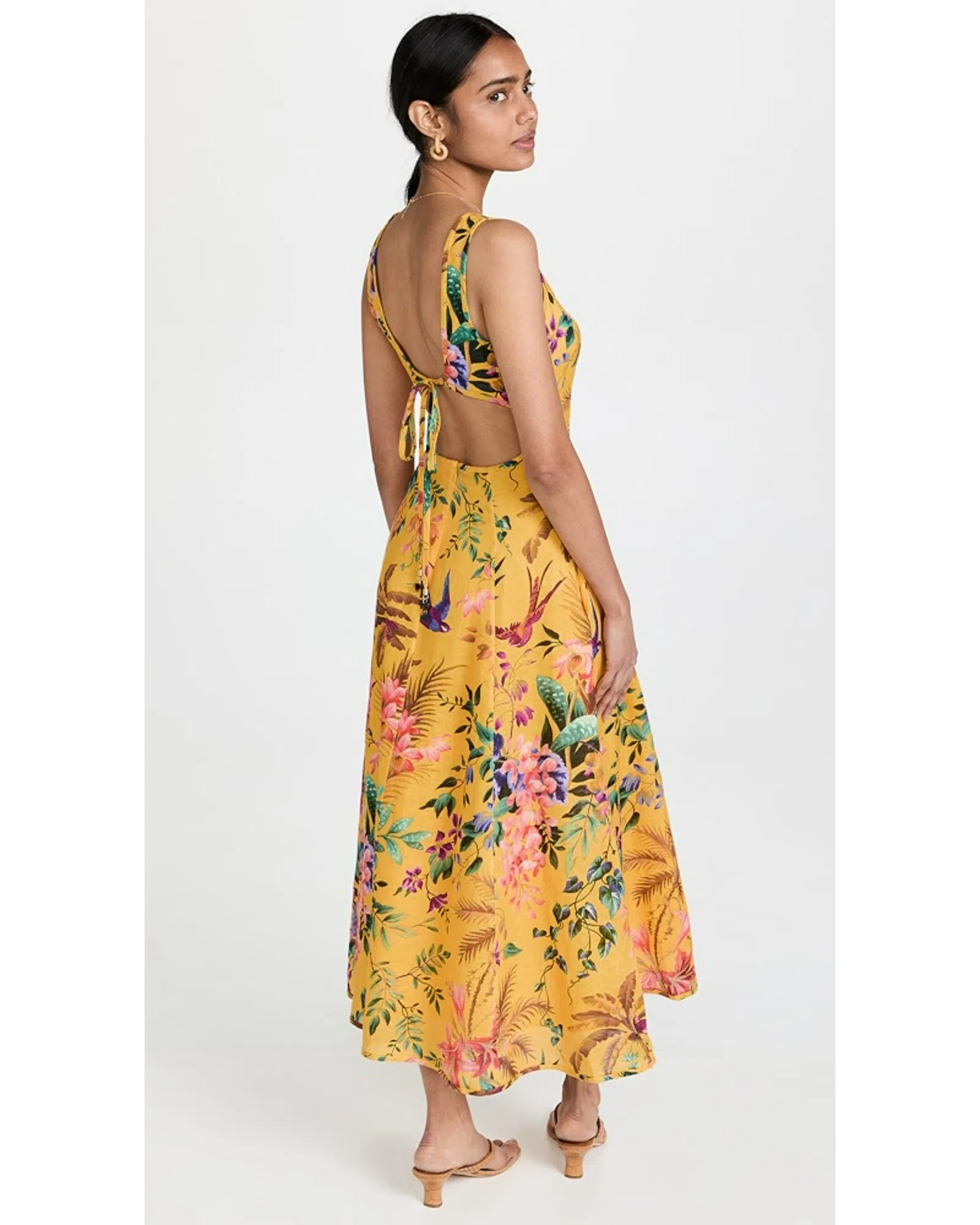 Zimmermann Tropicana Cut Out Midi Dress Mango Floral 0P AU