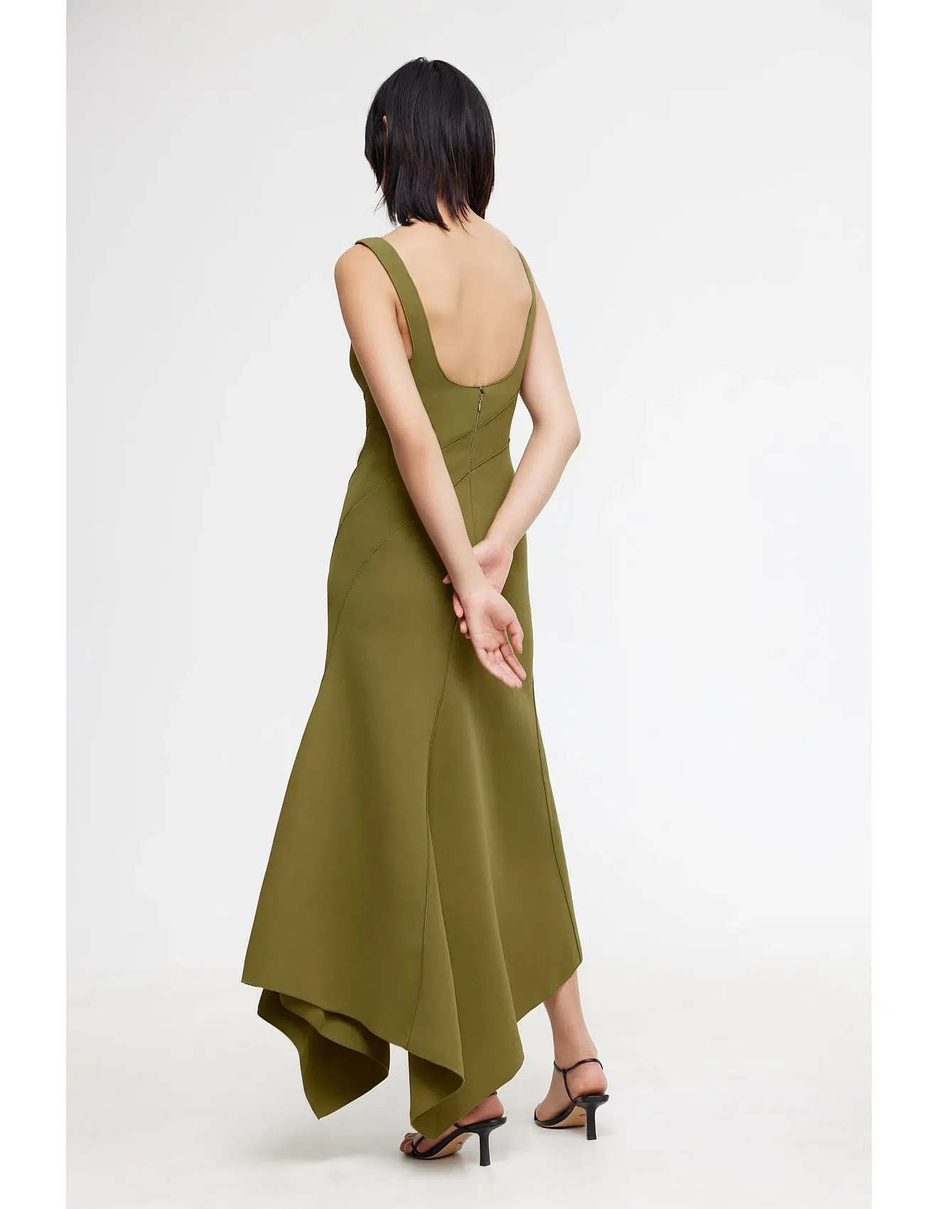 acler rowe midi dress Acler Rowe Midi Dress in Olive Green Size 12