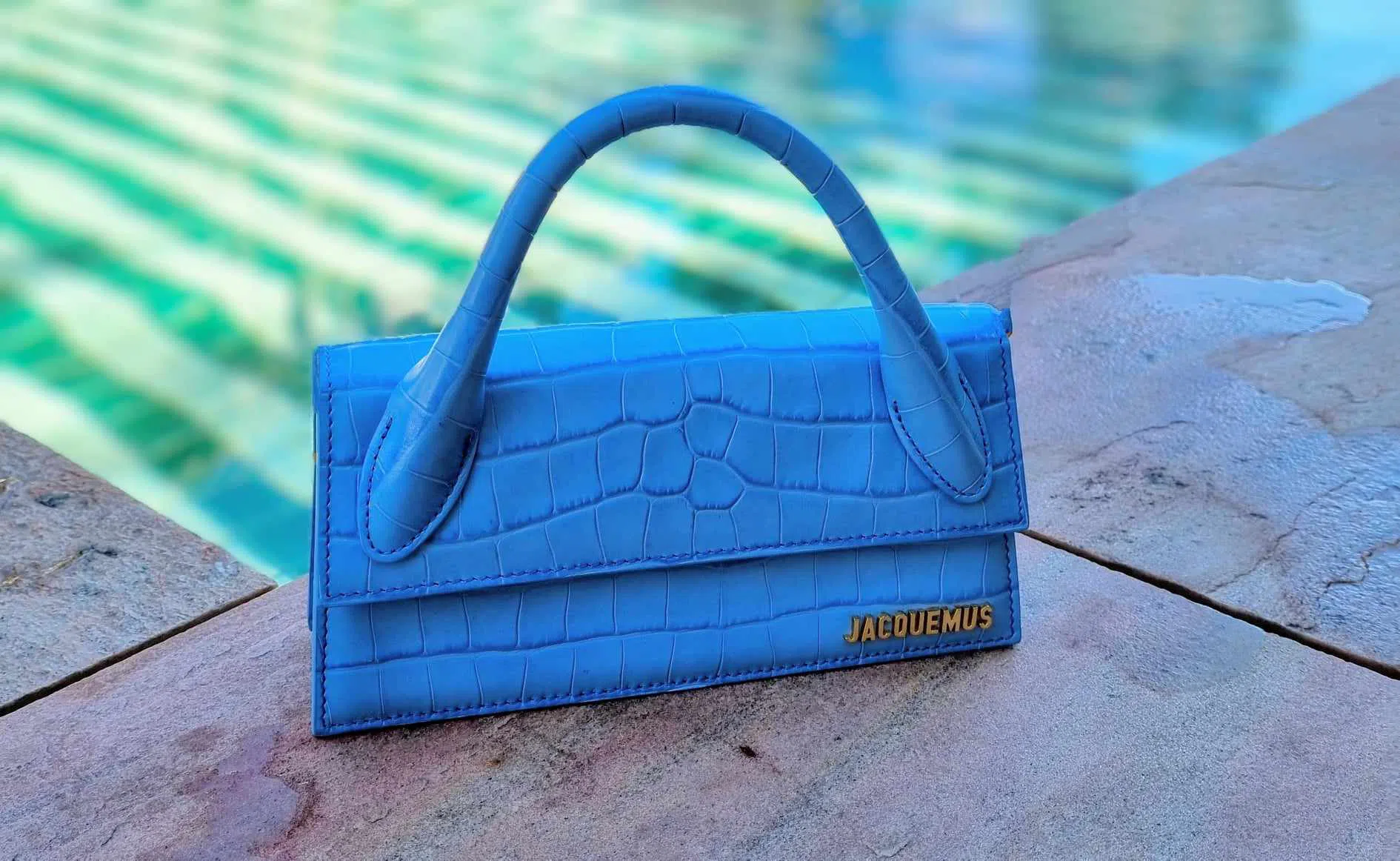 Jacquemus Le Chiquito Long Bag in Croc Blue The Volte