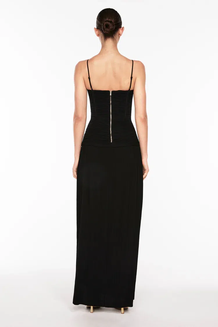 strapless open back dress Hire Manning Cartell Double Time Pleat Dress Black Size 10 – lonedresshire