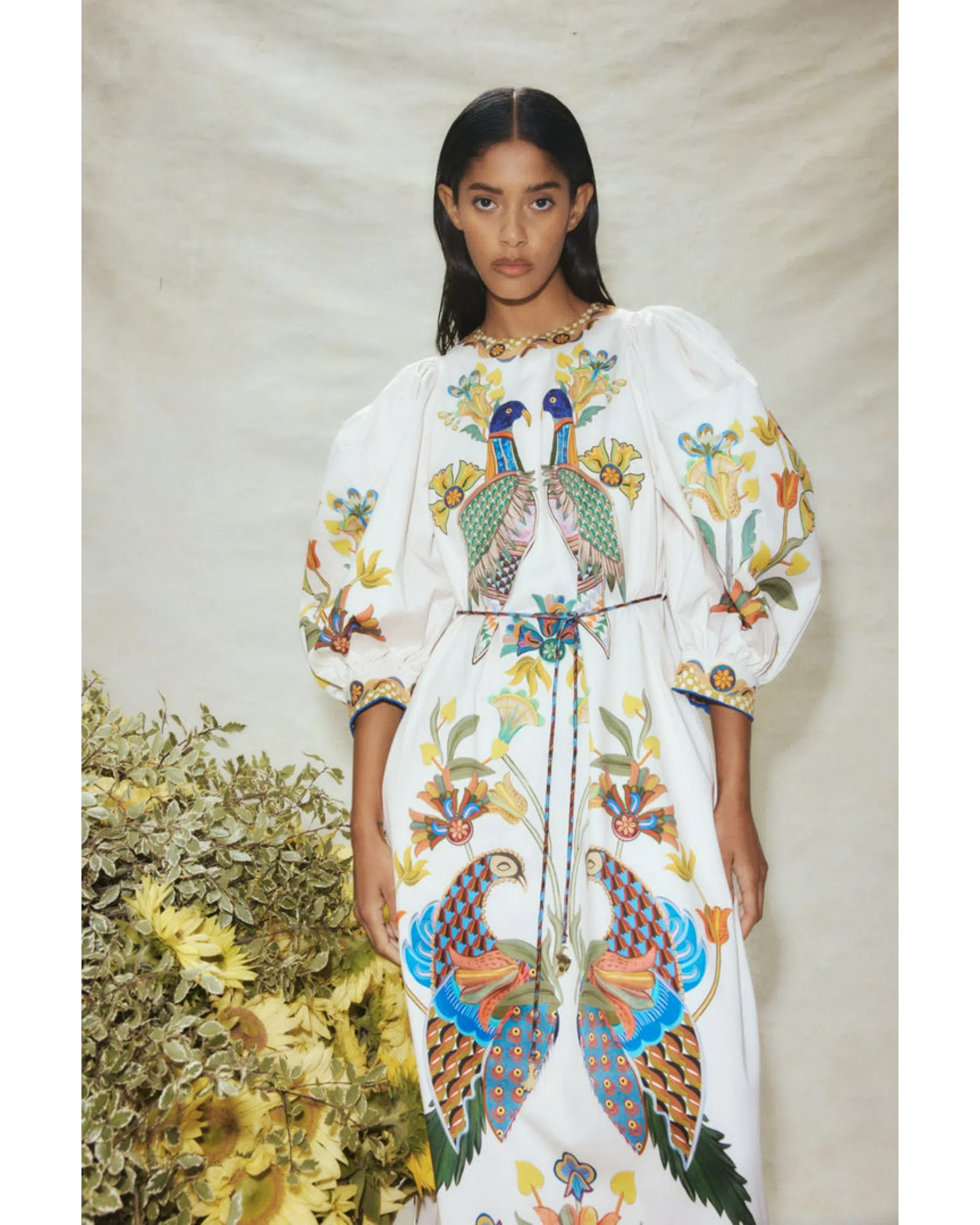 Alemais Effie Puff Sleeve Midi Dress Multi Size AU 12 | The Volte