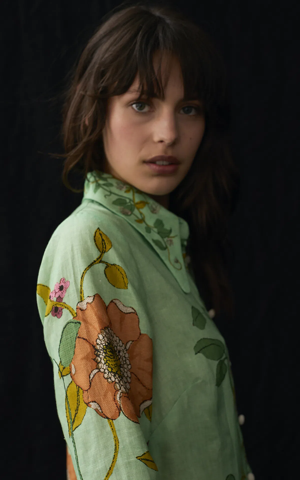 Alemais Olivia Floral Linen Maxi Shirt Dress Green Size 16 | The Volte