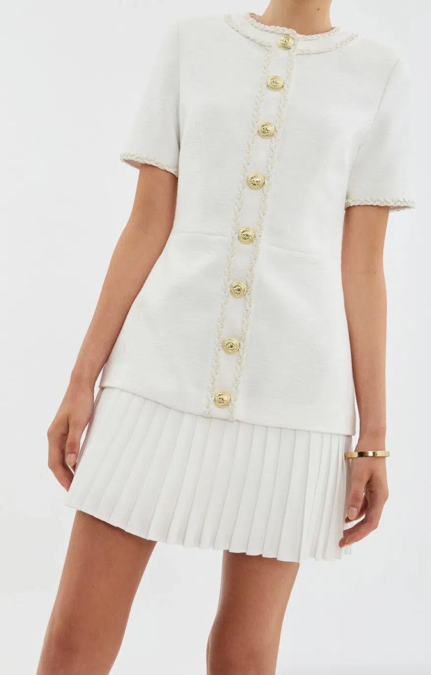 rose gold prom dress shoes Gabrielle Mini Dress Ivory | Short Sleeve Mini main image 1
