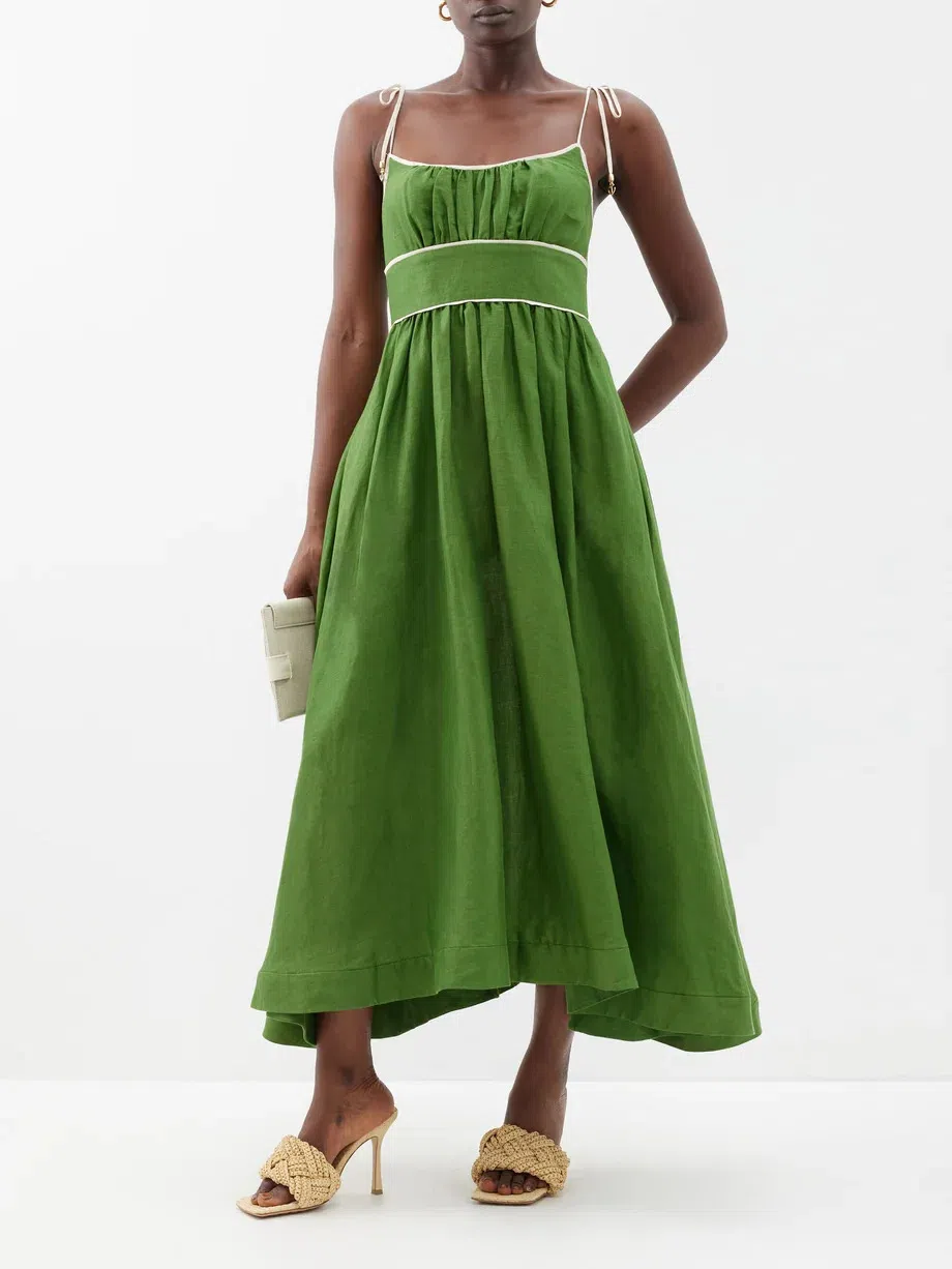 Zimmermann Alight Picnic Midi Dress Dark Green Size 1 | The Volte