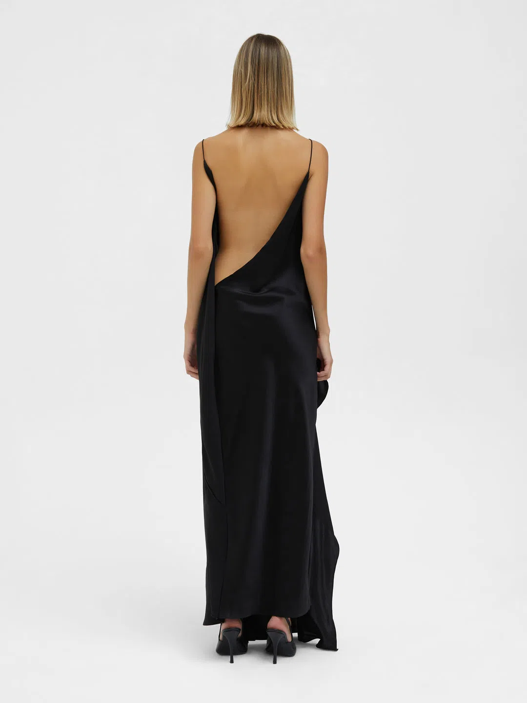 embellished cowl neck maxi dress in ivory Maelia | Cream Satin Cowl-Neck Maxi Dress With Diamante Straps