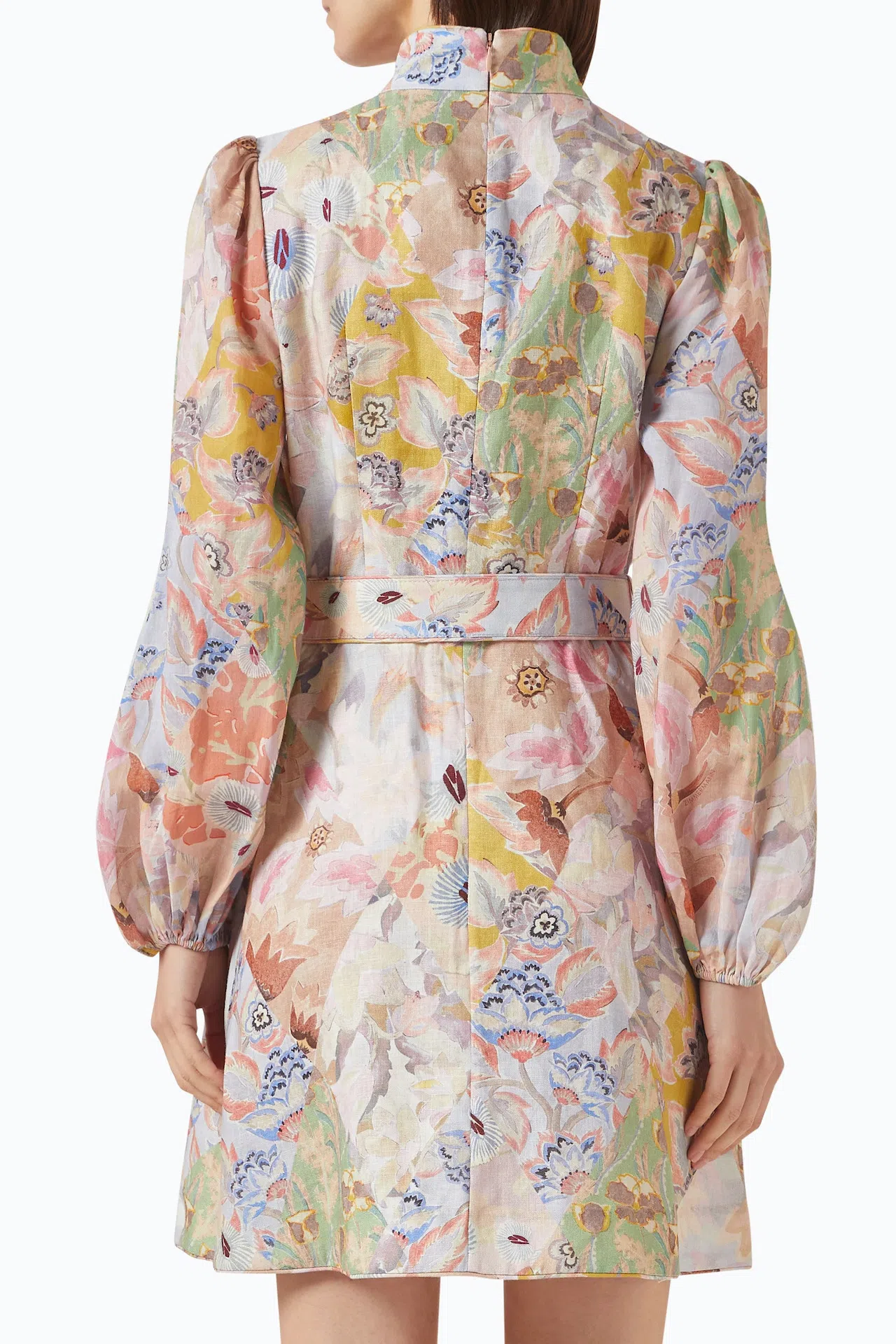 knee length dresses for ladies Deana Belted Linen Mini Dress with Cotton Skirt A-Line main image 1