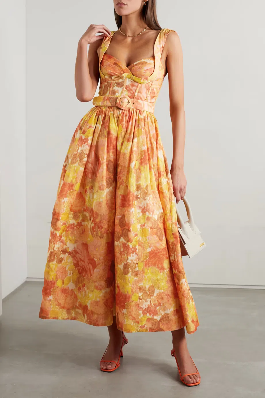 Zimmermann High Tide Picnic Midi Dress Citrus Ikat Floral Size 0 / 8 AU |  The Volte