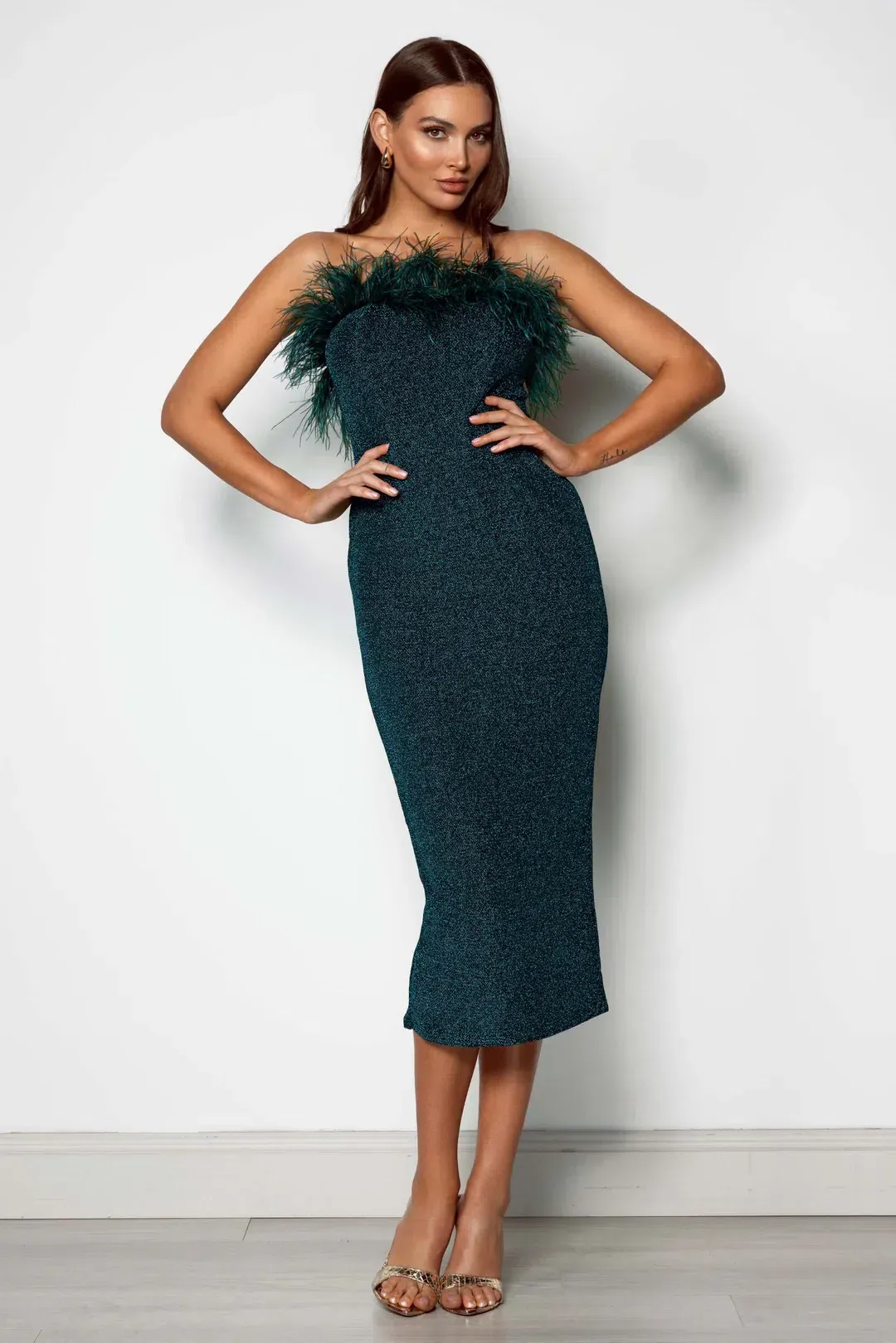 slim fit dress slacks Elle zeitoune  Magnolia Satin High Slit Dress  Ball gowns  Green
