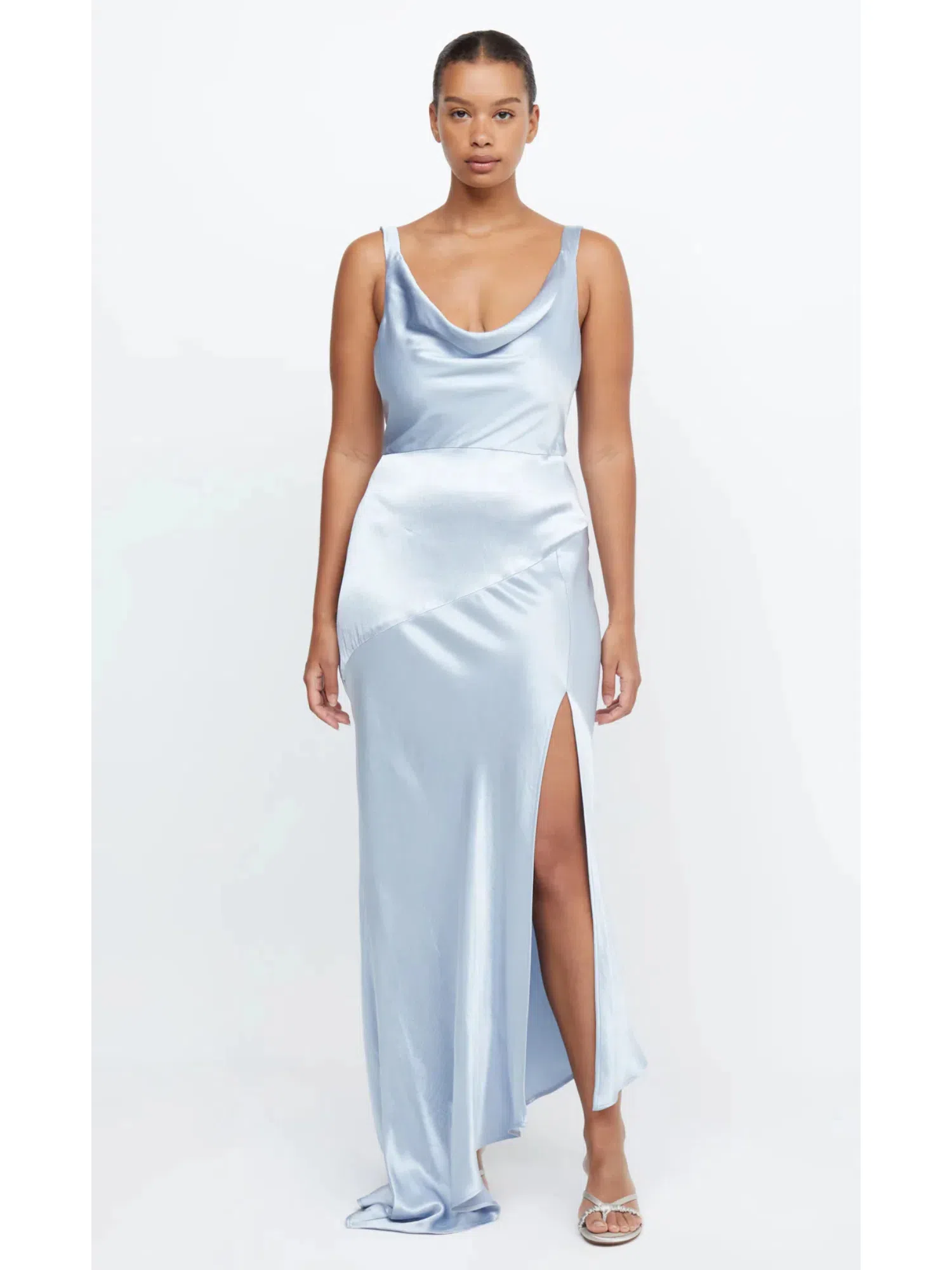 Bec & Bridge Moon Dance Cowl Neck Dress in Dusty Blue in Size 10 | The Volte