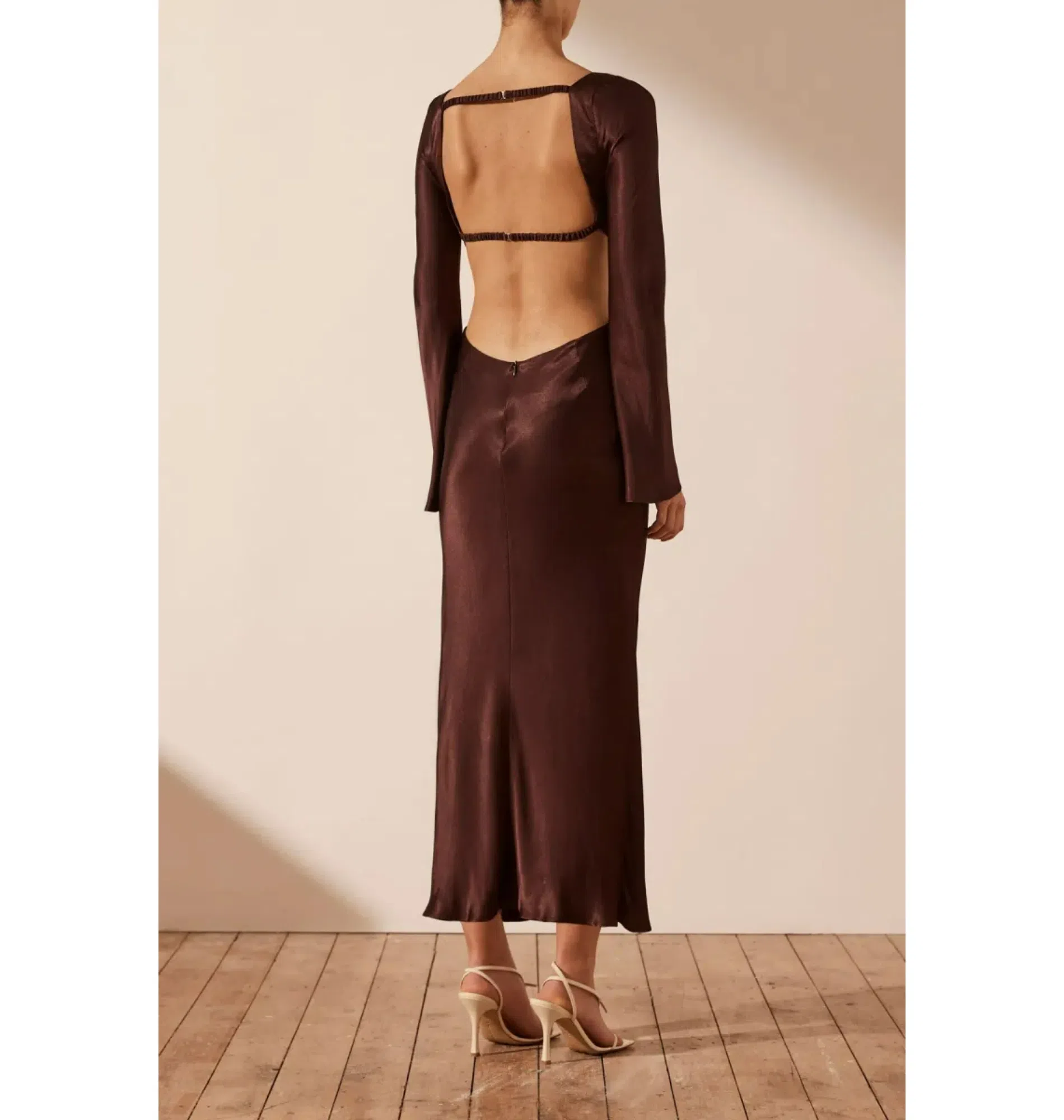 black long sleeve cut out dress Acapulco Long Sleeve Cut-Out Waist Side Split Midi Dress Black