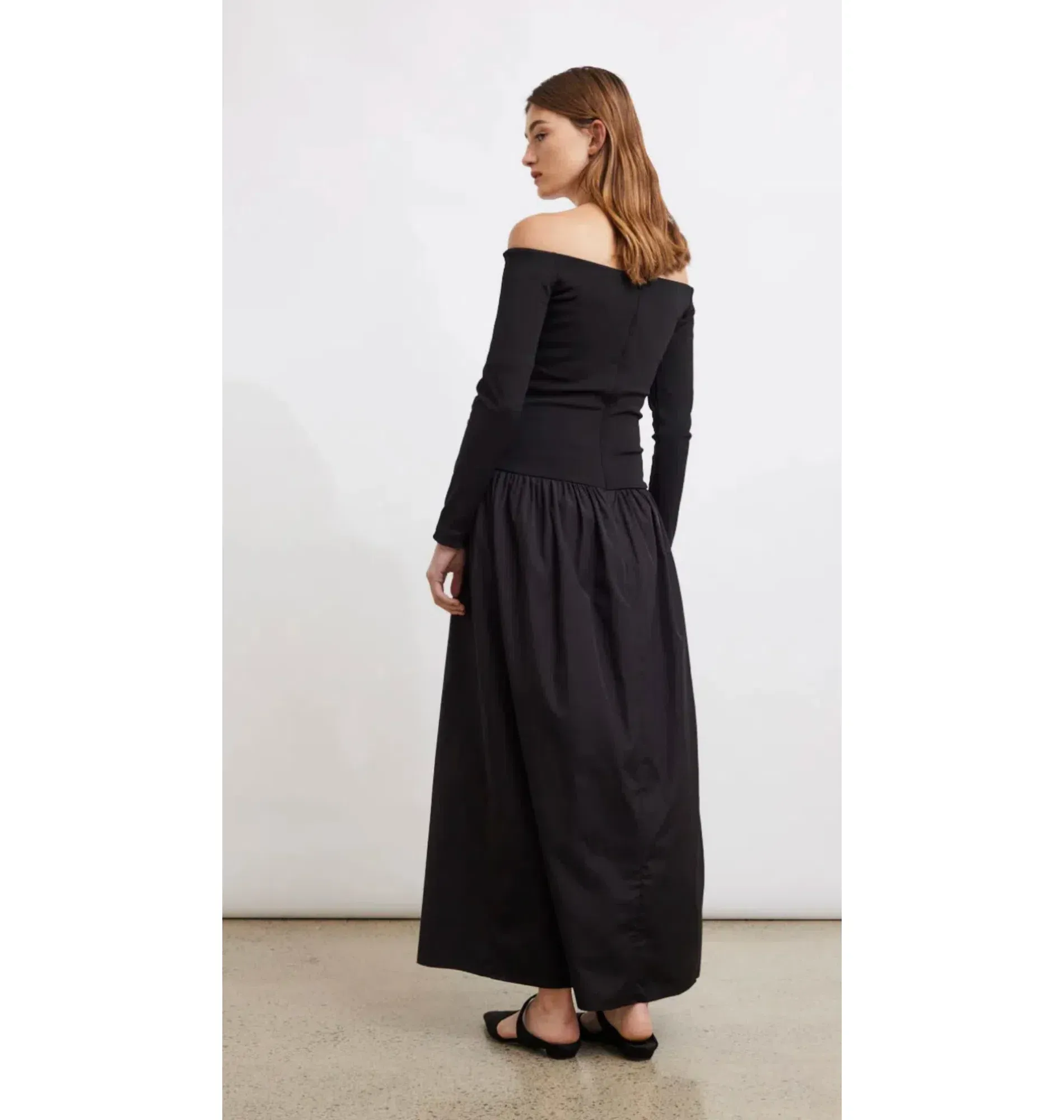 esse studios off the shoulder dresses Esse Studios Off Shoulder Knit Cotton Dress Black Size AU 8