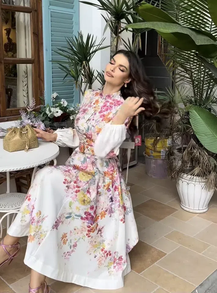 Zimmermann Natura Buttoned Midi Dress in Kaleidoscope Garden Size 0 / AU 8 | The Volte Zimmermann Natura Buttoned Midi Dress in Kaleidoscope Garden Size 0 / AU 8 | The Volte
