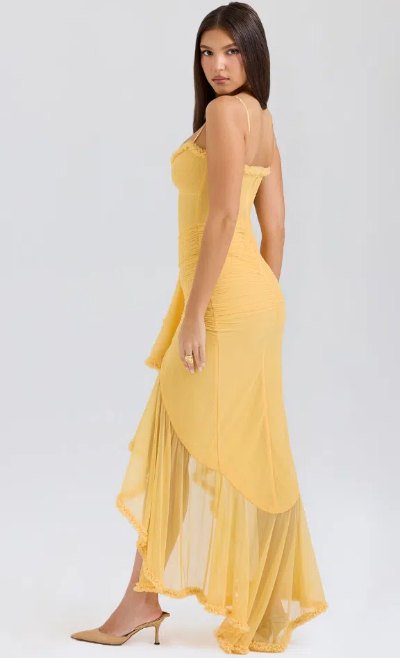 House of CB Gabbi Ruffled Front Gown Apricot Size L AU 12