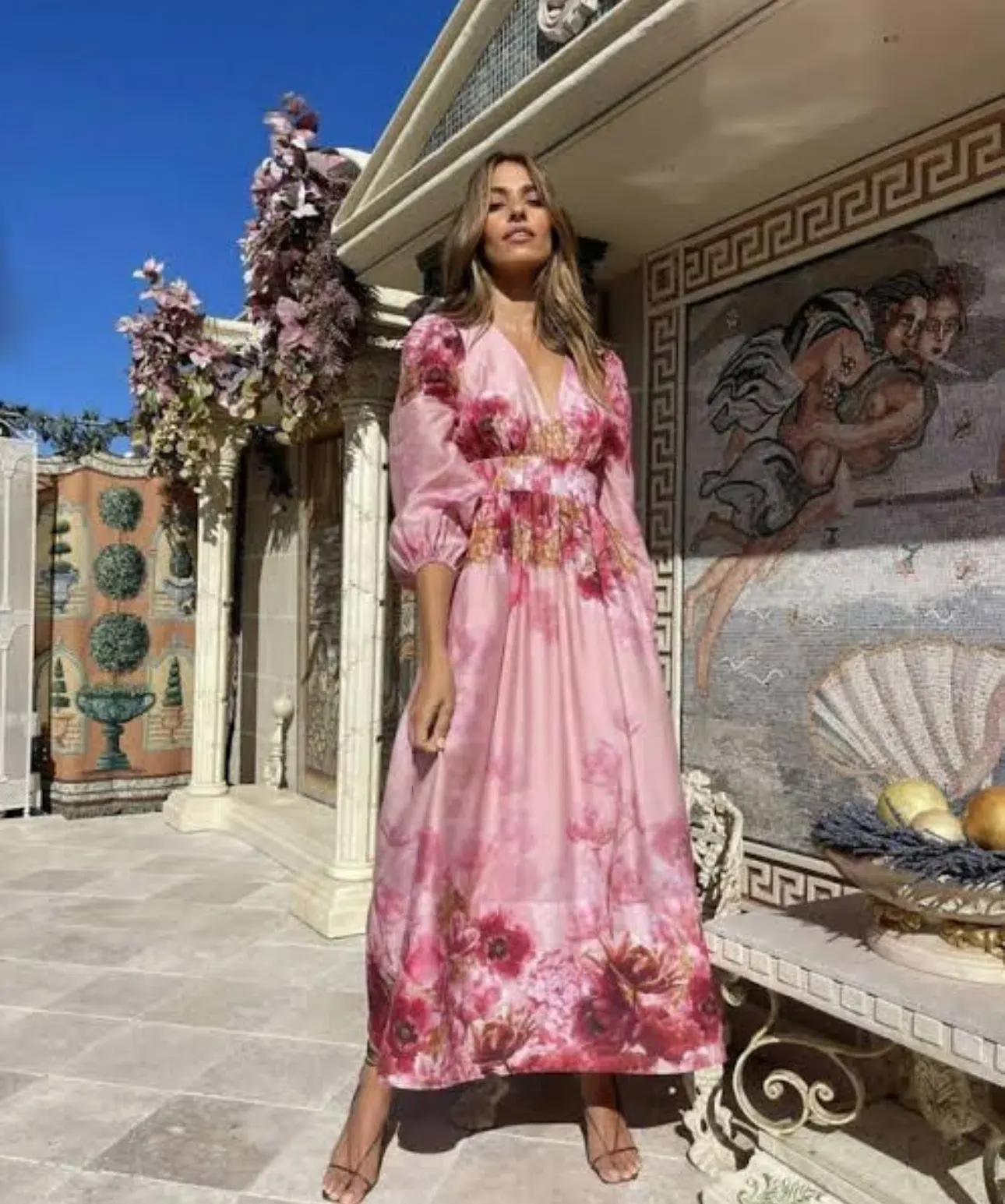 Sheike Swan Lake Maxi Dress Pink Floral Size 16 | The Volte