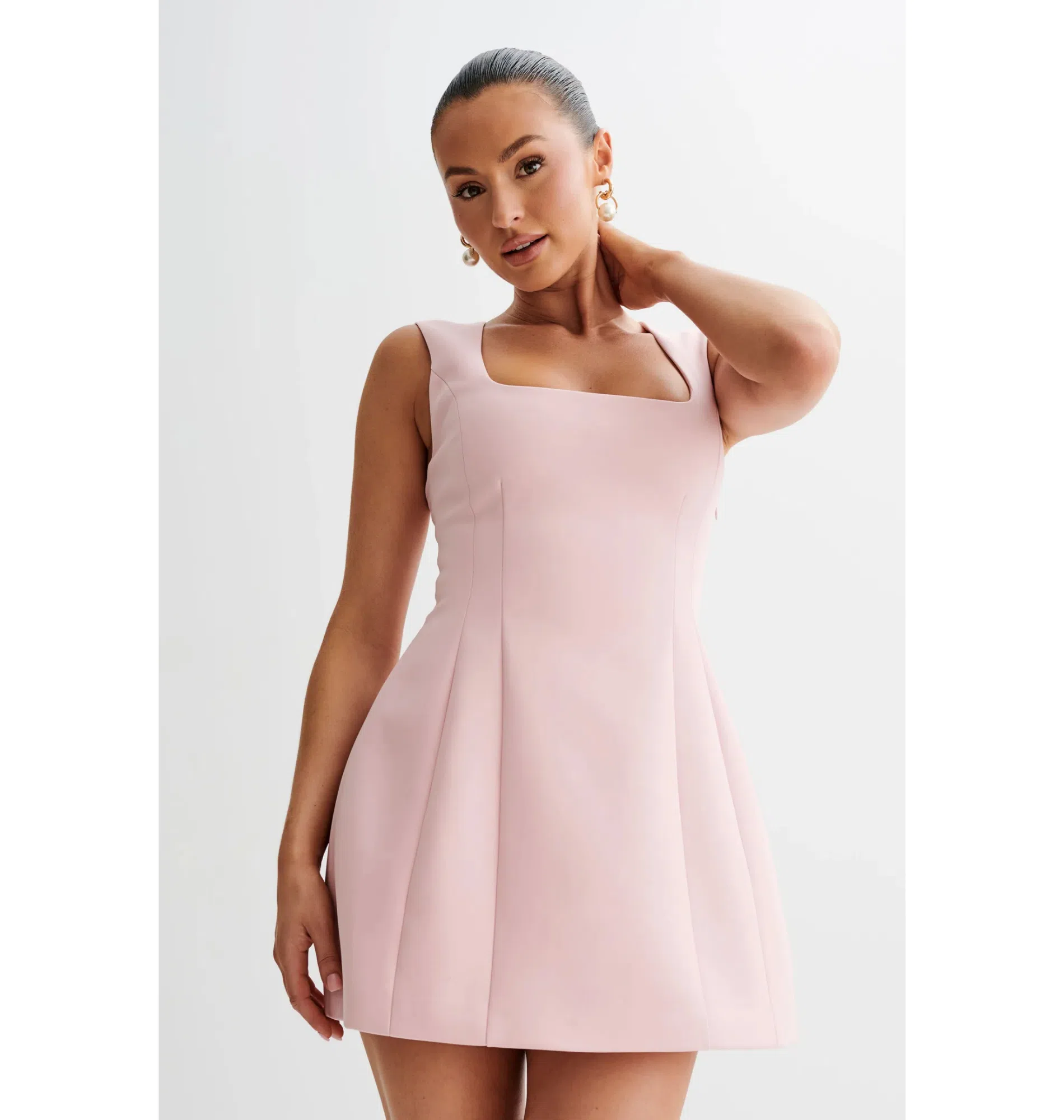Meshki Lysandre Crepe Mini Dress Baby Pink Size XS AU The Volte