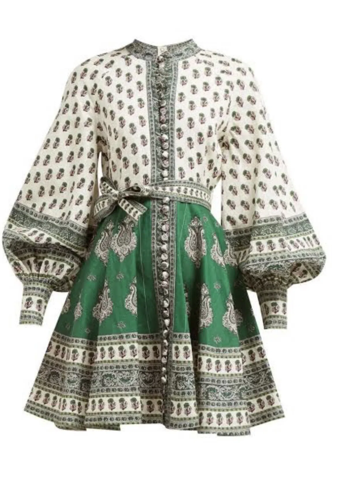 Zimmermann Emerald Buttoned Dress Multi AU 12 The Volte