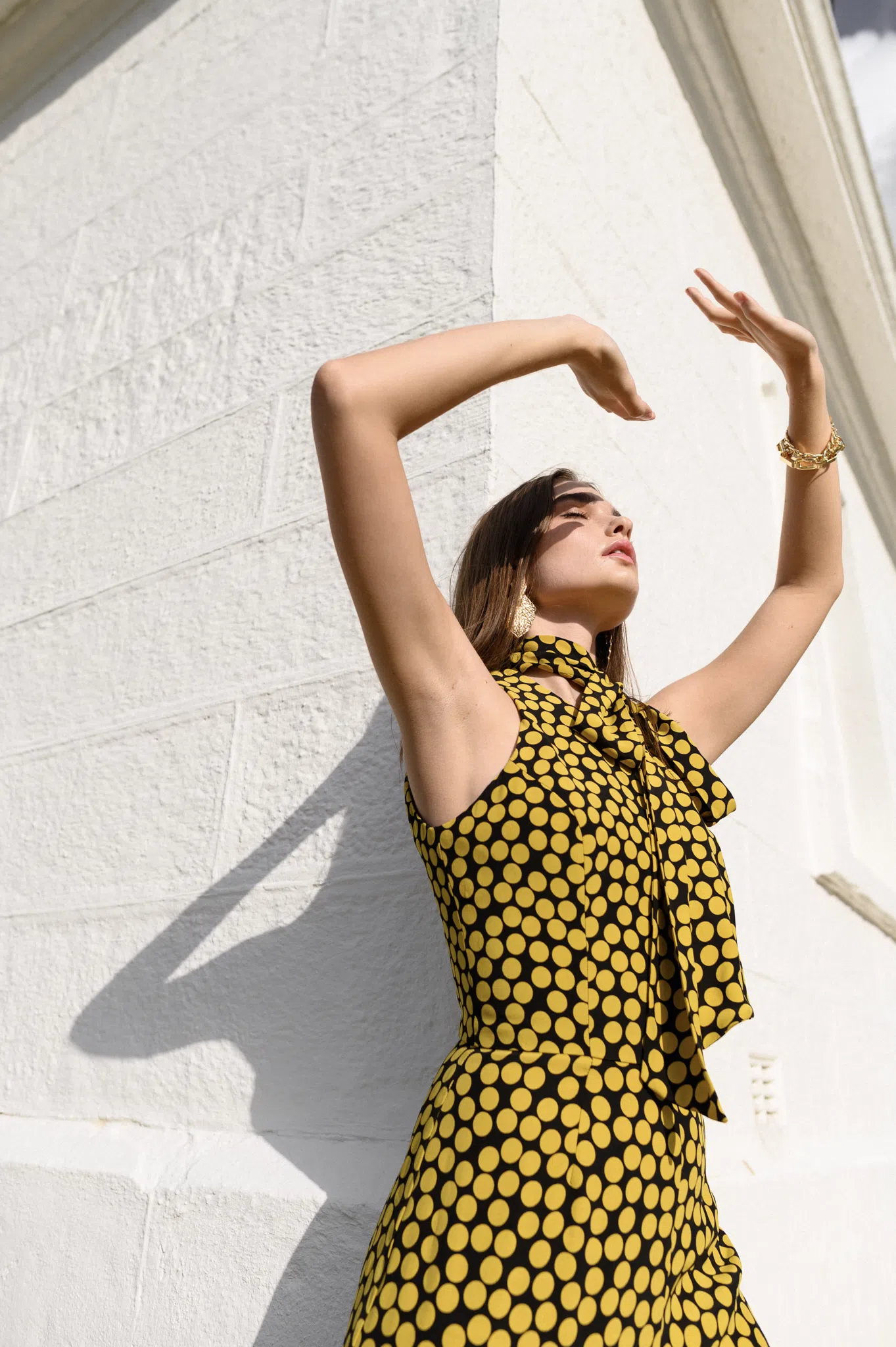 Cue Statement Polkadot Jumpsuit Black/Yellow Size 10 The Volte