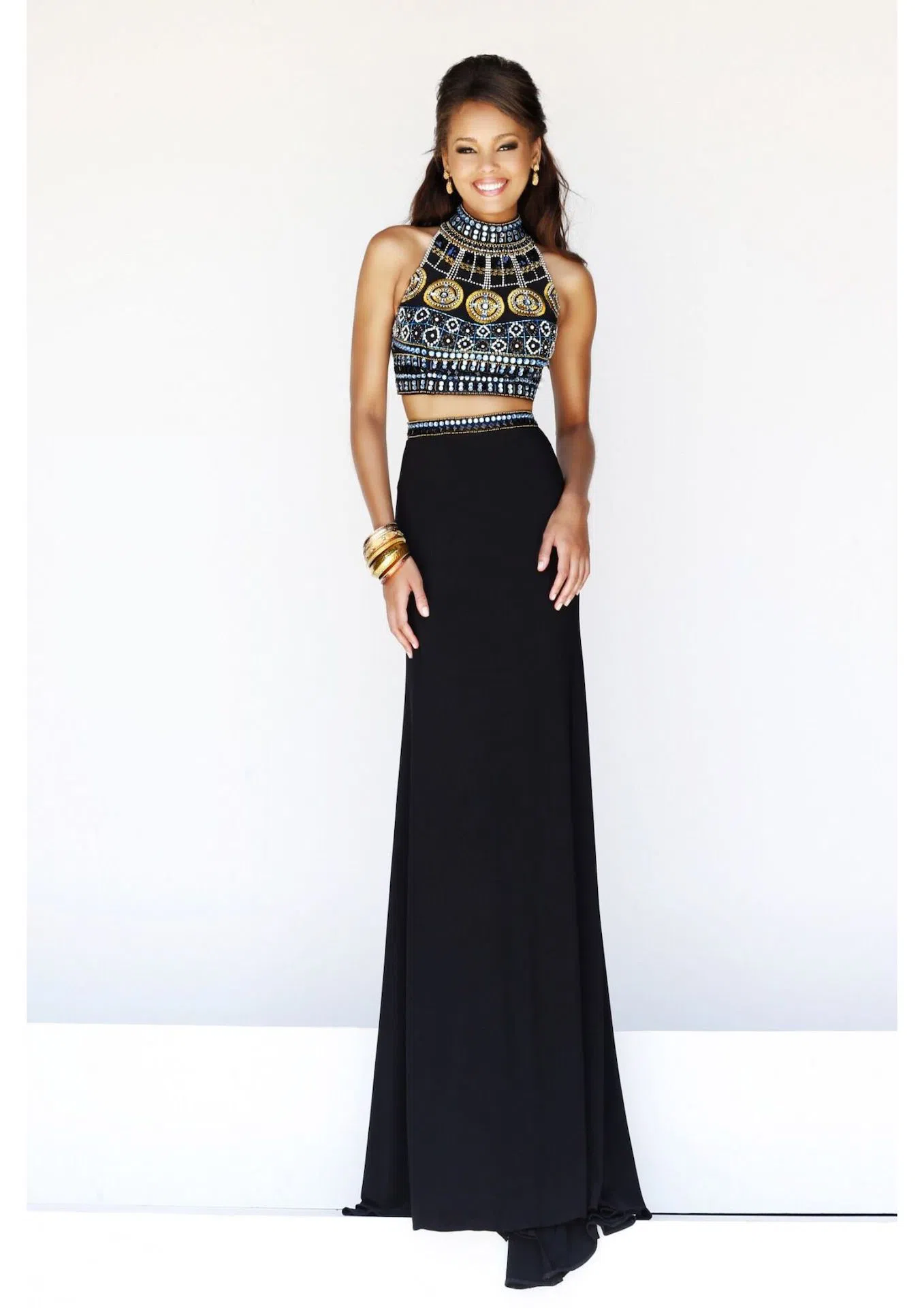 Sherri Hill 11068 High Neck Two Piece Gown Black/Beaded Size 6 | The Volte Sherri Hill 11068 High Neck Two Piece Gown Black/Beaded Size 6 | The Volte