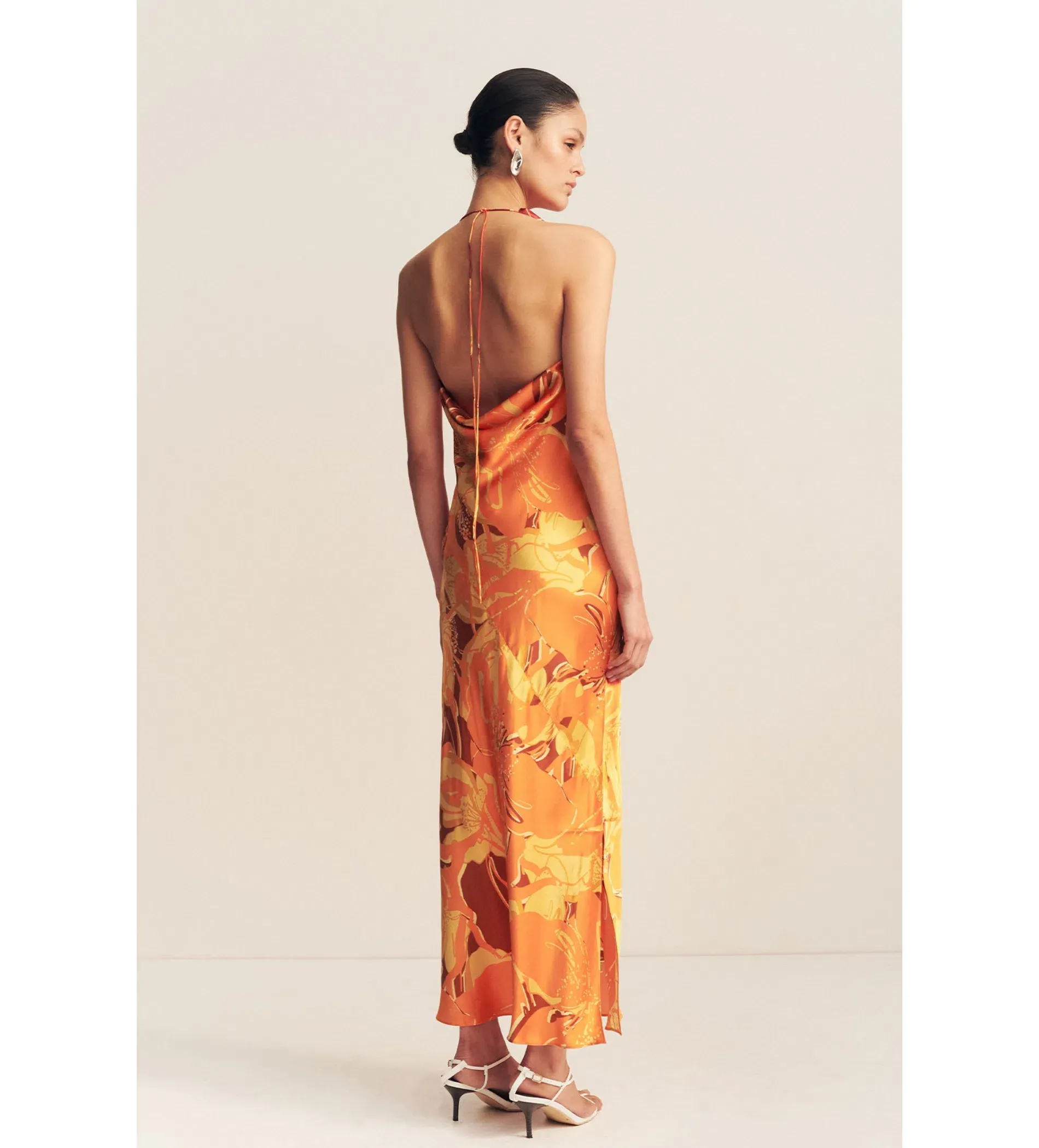 chara silk tie maxi dress CHARA SILK TIE MAXI DRESS