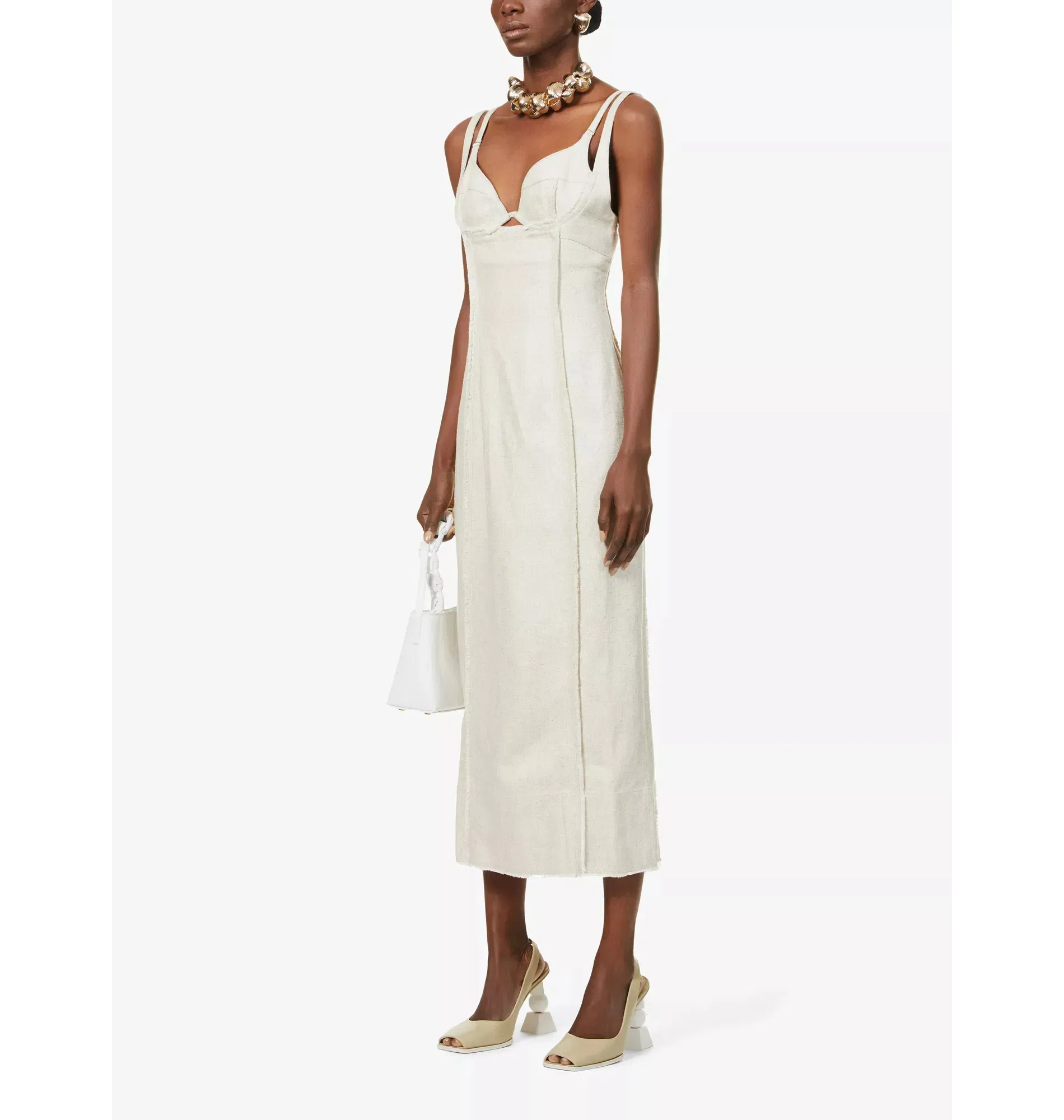 midi denim dress for women Cotton Puff Sleeve Small length:34 and a removable belt pink white Karl Lagerfeld Paris Dress