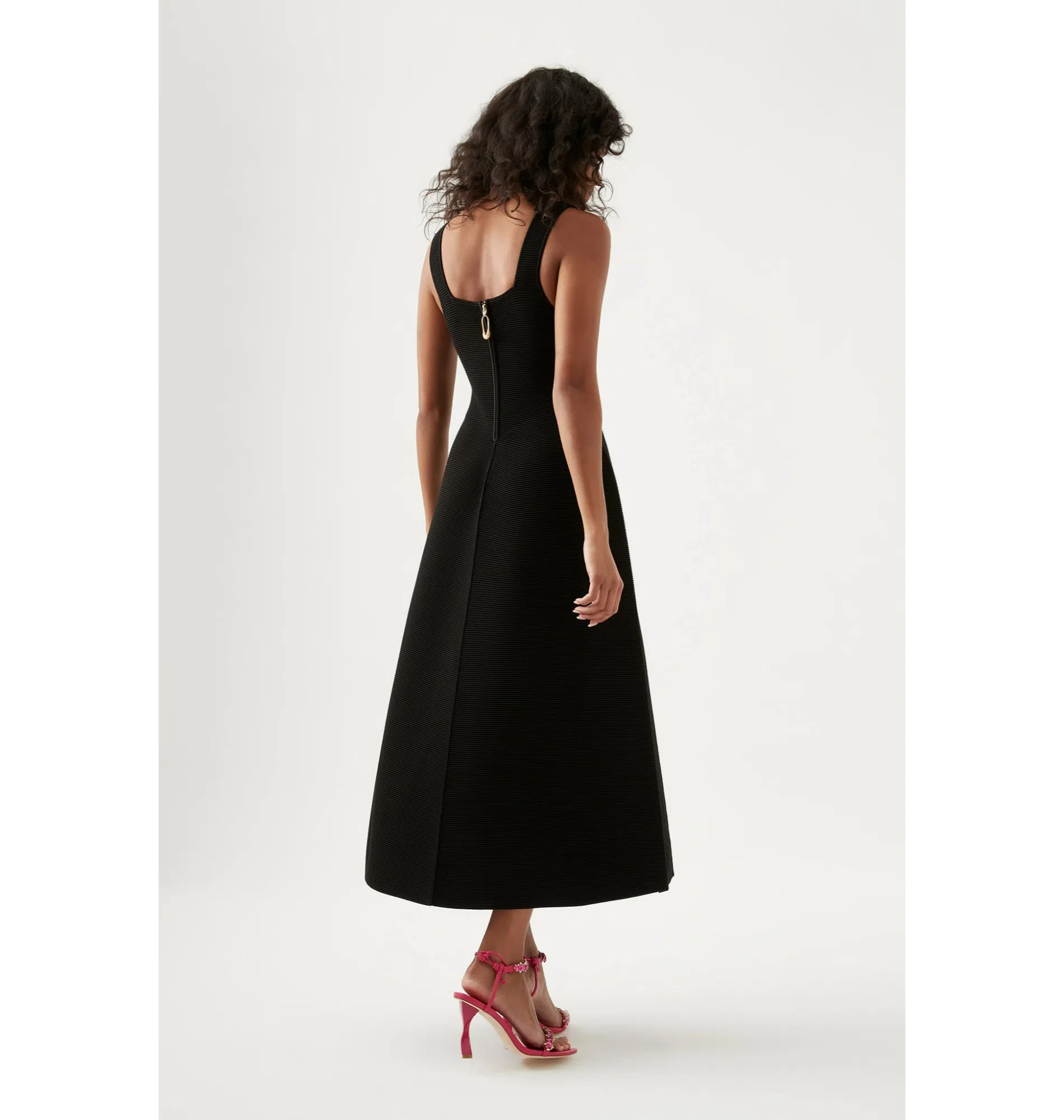 knee length dresses for ladies Leandra Knit Midi Dress-METALLIC KHAKI / M