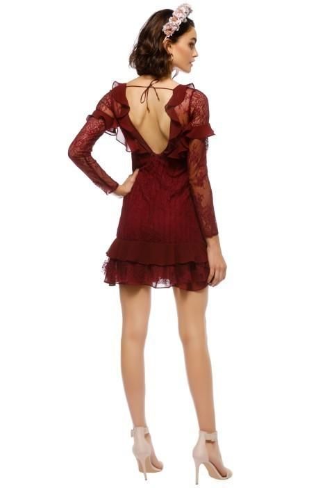 For Love of Lemons Daphne Lace Mini Burgundy Dress Sz 10