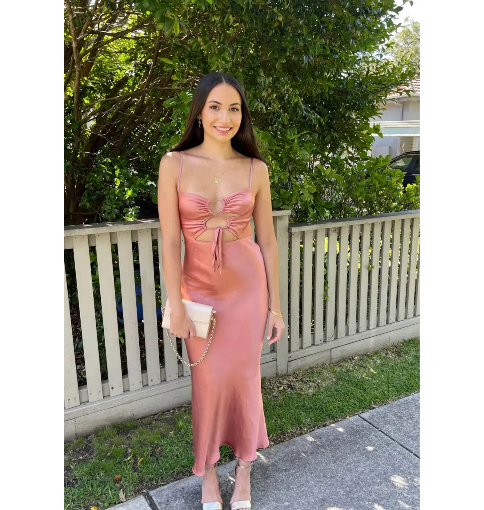 Shona Joy Eloise Lace Up Midi Dress Antique Rose Size AU 6 | The Volte
