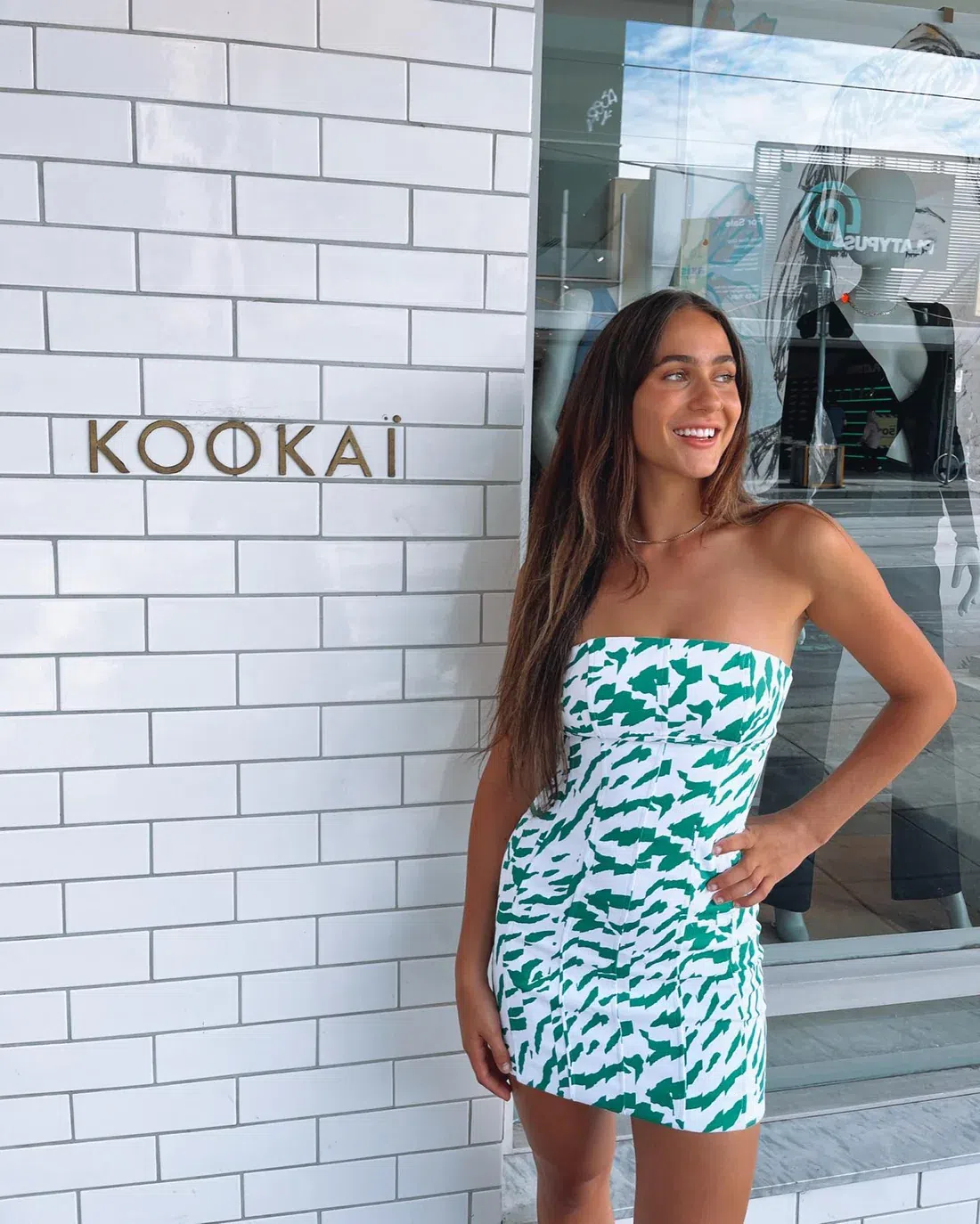 Kookai Jamila Green White Strapless Mini Dress Multi Size AU 10 | The Volte Kookai Jamila Green White Strapless Mini Dress Multi Size AU 10 | The Volte