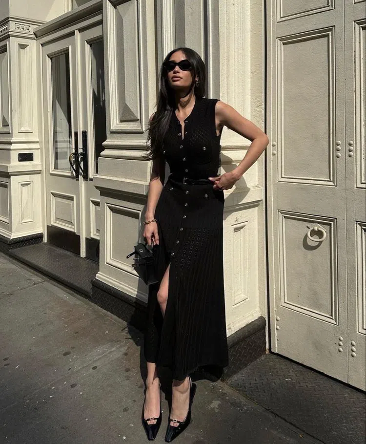 Sandro Tuileries Knit Midi Dress Black Size 38 / AU 8 | The Volte