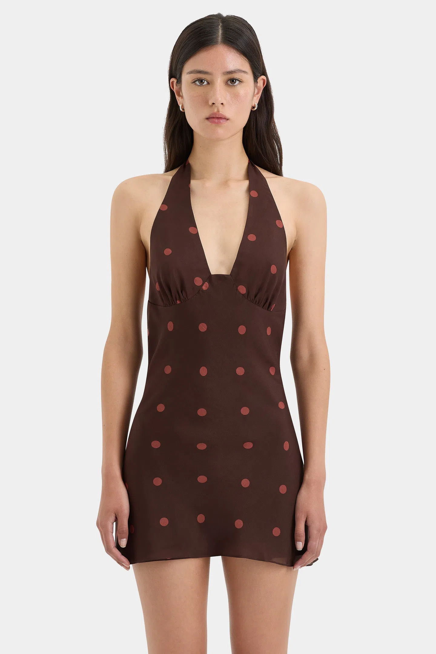 Sir the Label Toni Halter Mini Dress Chocolate Dot Size 1 / AU 8 | The Volte