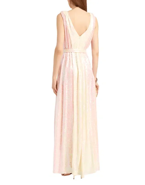 strapless open back dress Scala 61334 - V-Neck Beaded Butterfly Prom Gown 6 / Nude Silver