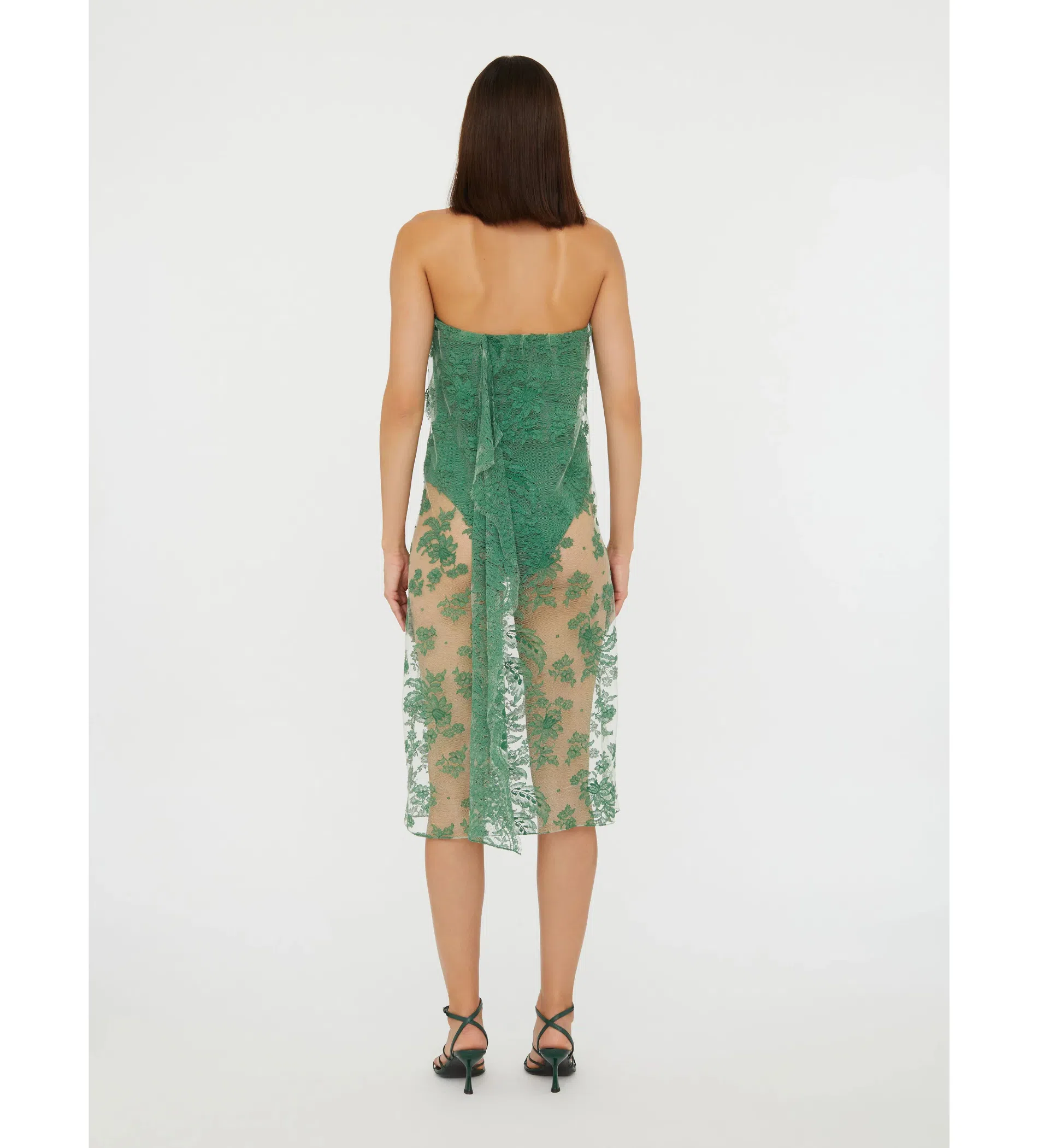 green lace cocktail dress with sleeves Lime Green Lace Bishop Sleeve Sweetheart Custom Wedding Prom Evening Gown main image 1