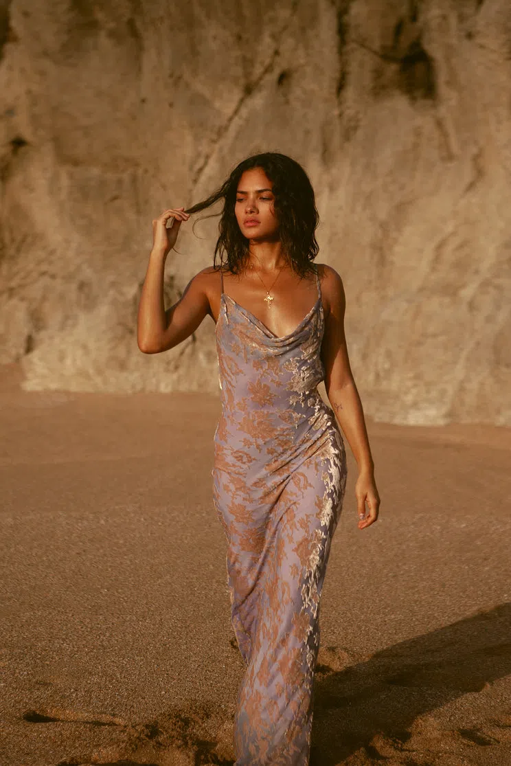 Rat Boa Athena Dress Purple Print Size XS/AU The Volte