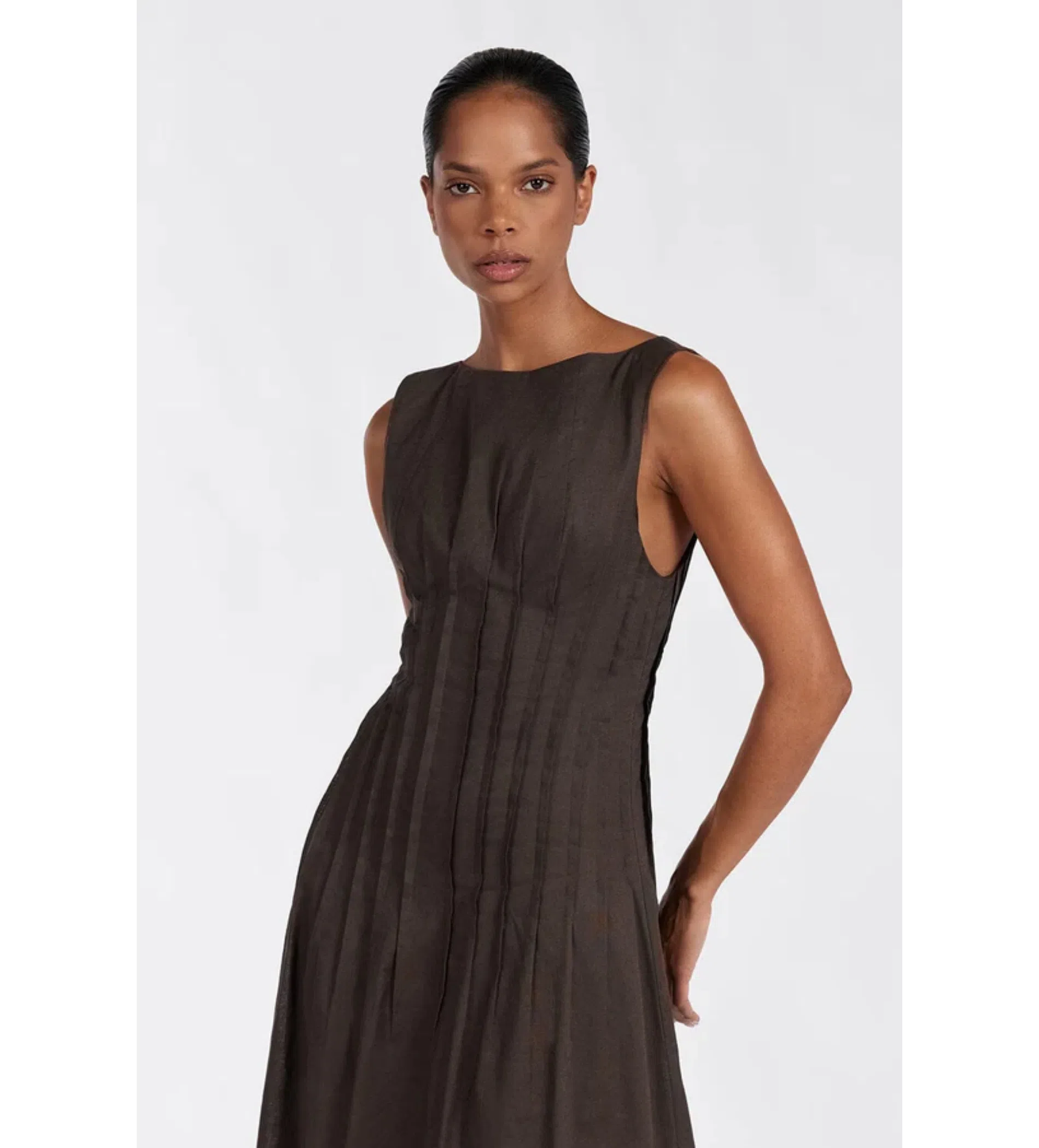 chinese dress ladies Chocolate Journey Linen Maxi Dress main image 1