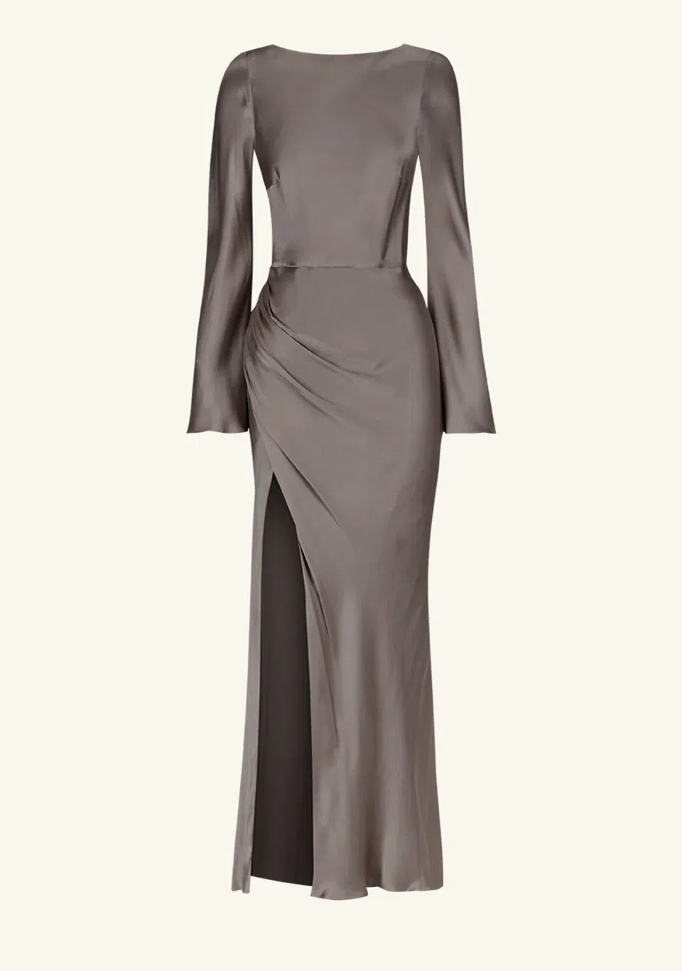 Shona Joy La Lune Flared Sleeve Side Split Midi Dress - Graphite Grey size  8 | The Volte