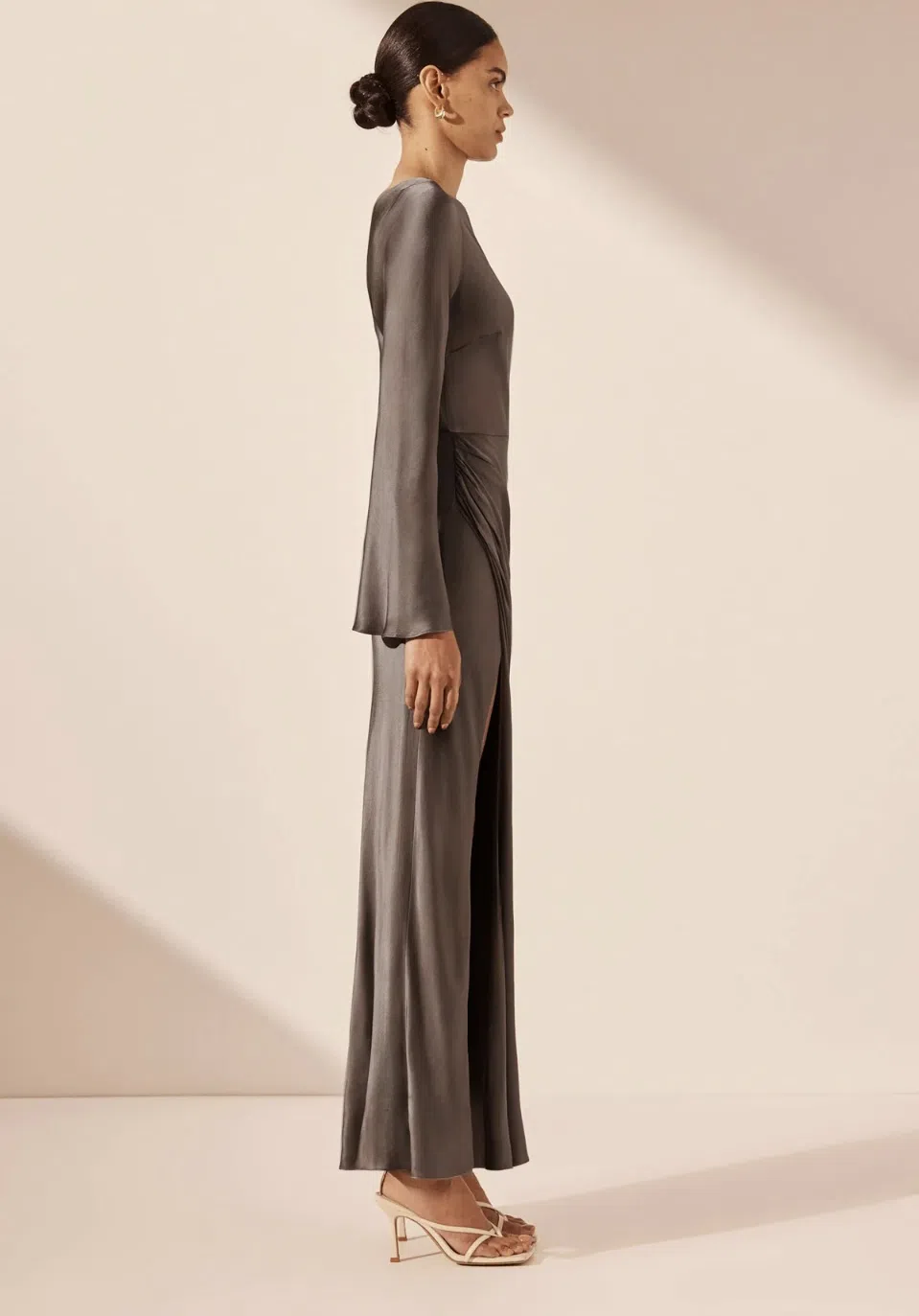 Shona Joy La Lune Flared Sleeve Side Split Midi Dress