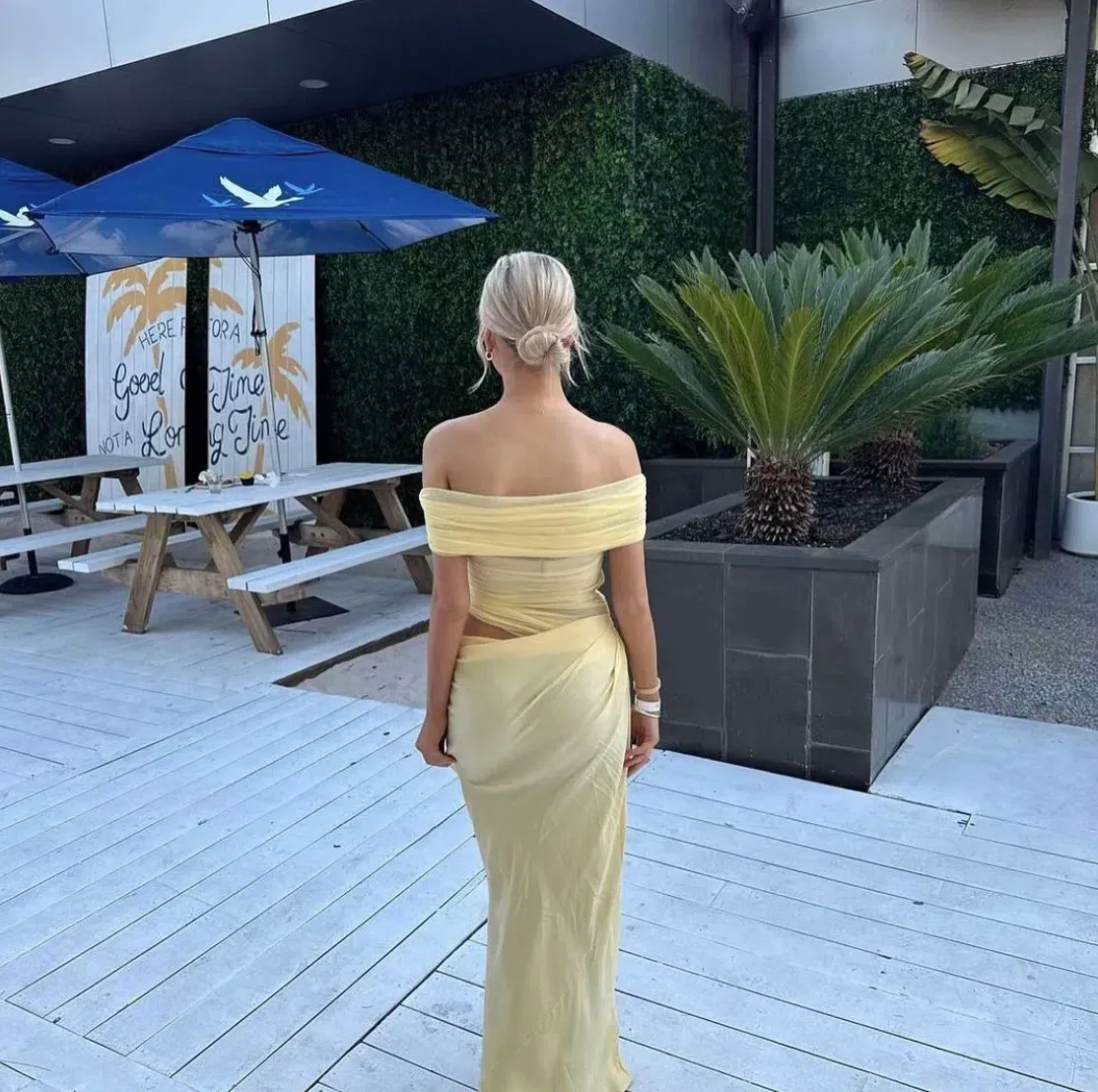 benni off shoulder dress Benni Yellow Off The Shoulder Maxi Dress Off Shoulder Maxi Dress Yellow Bec  And Bridge Sol