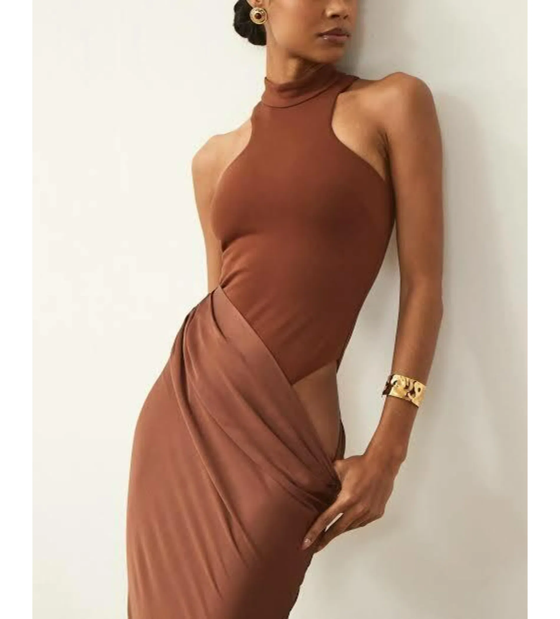 Camila Coelho Estrella Maxi Dress Nutshell Brown Size XS / AU 6 | The Volte