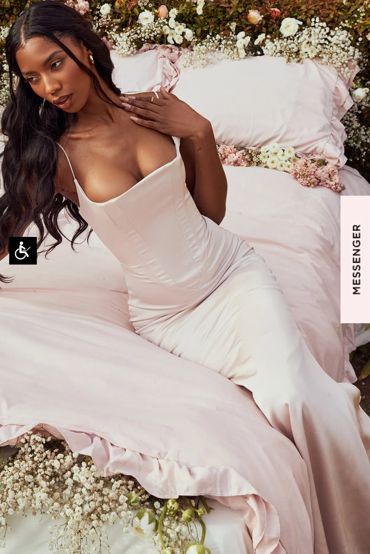 House of CB Olivette CRYSTAL SATIN CORSET MAXI DRESS Size M