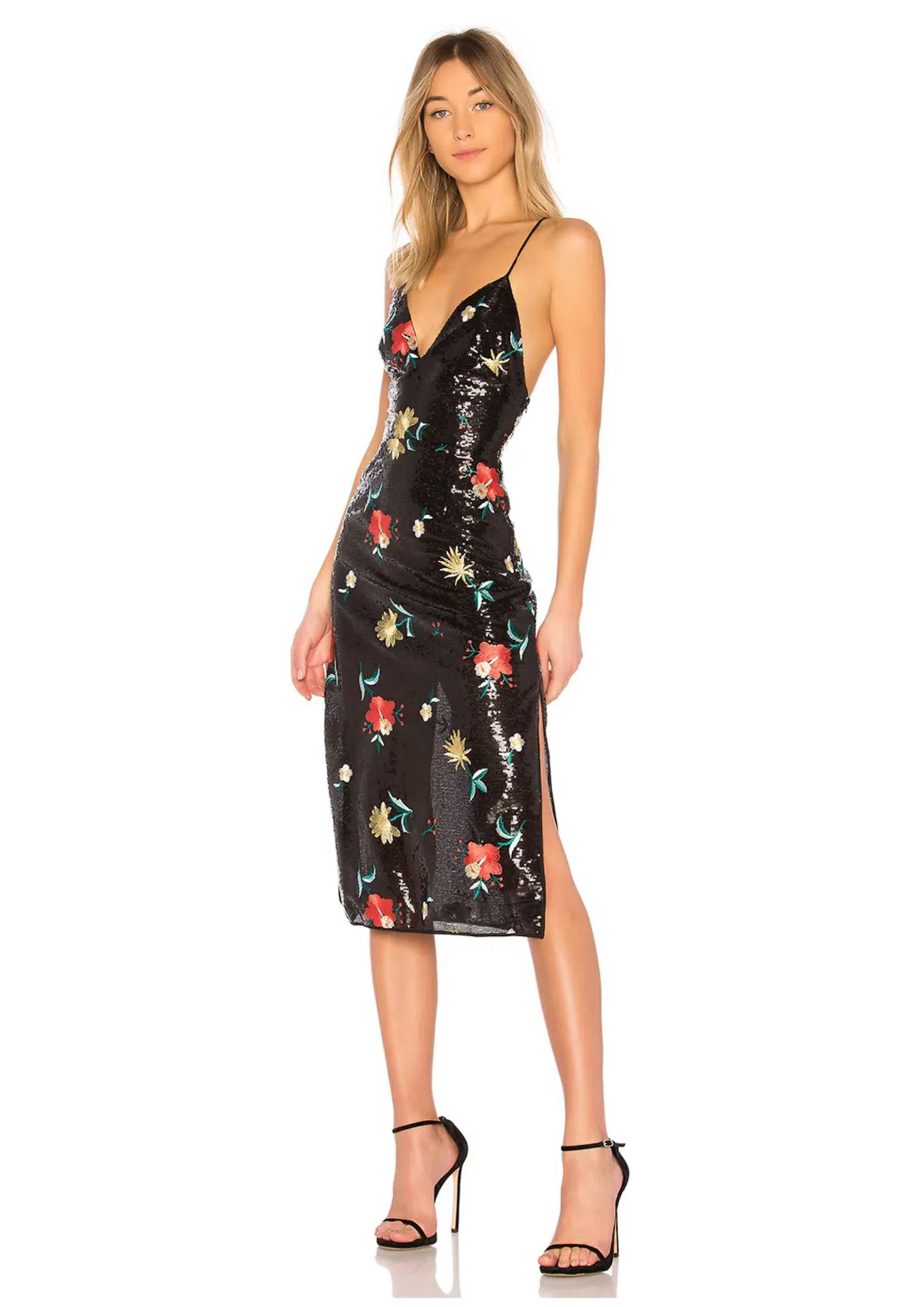 white christmas dresses Rialto Floral Chiffon Maxi Dress- Women's Designer Luxury Dresses