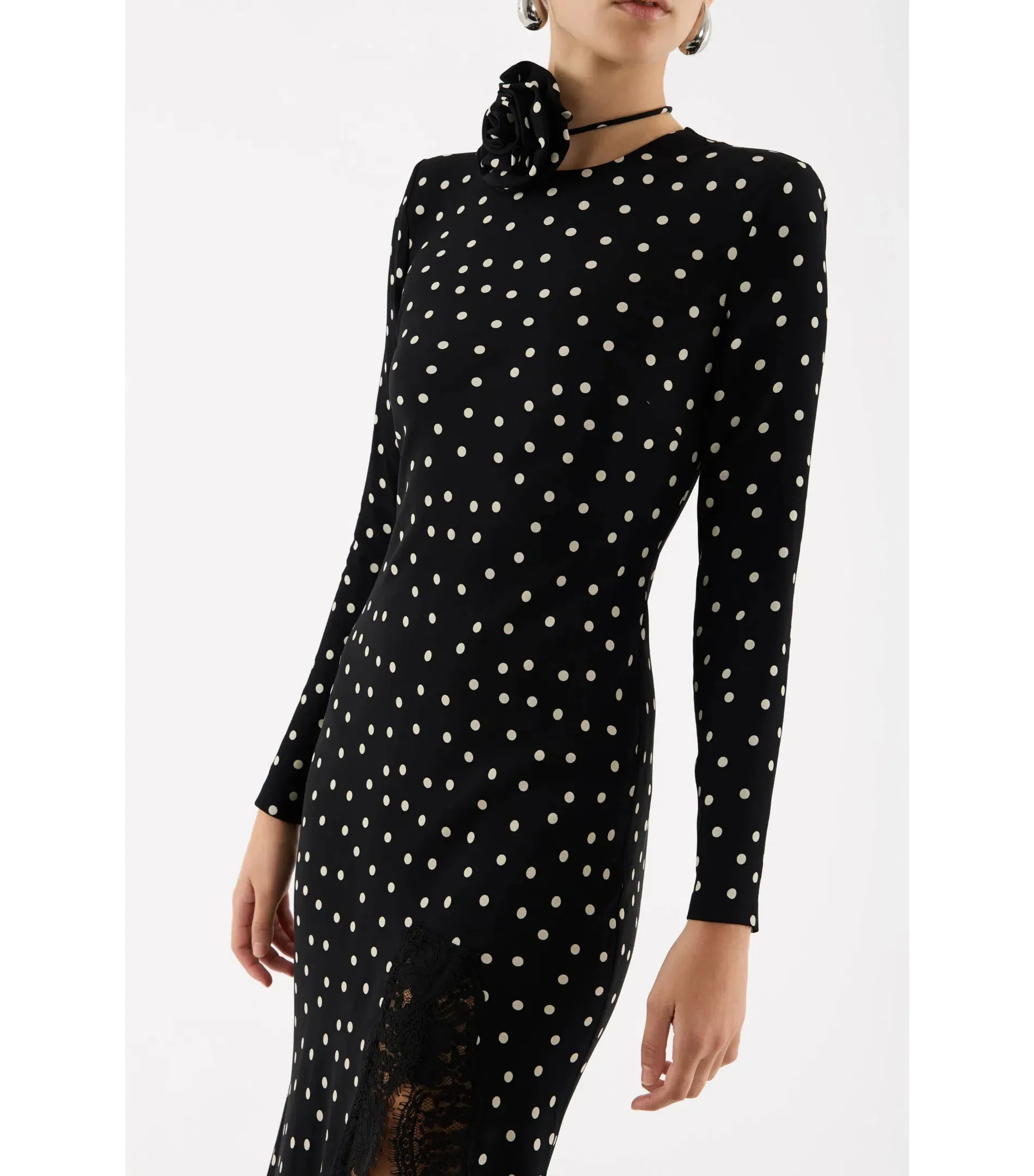 Rebecca Vallance Celyn Polka Dot Midi Dress Black Size AU 12 | The